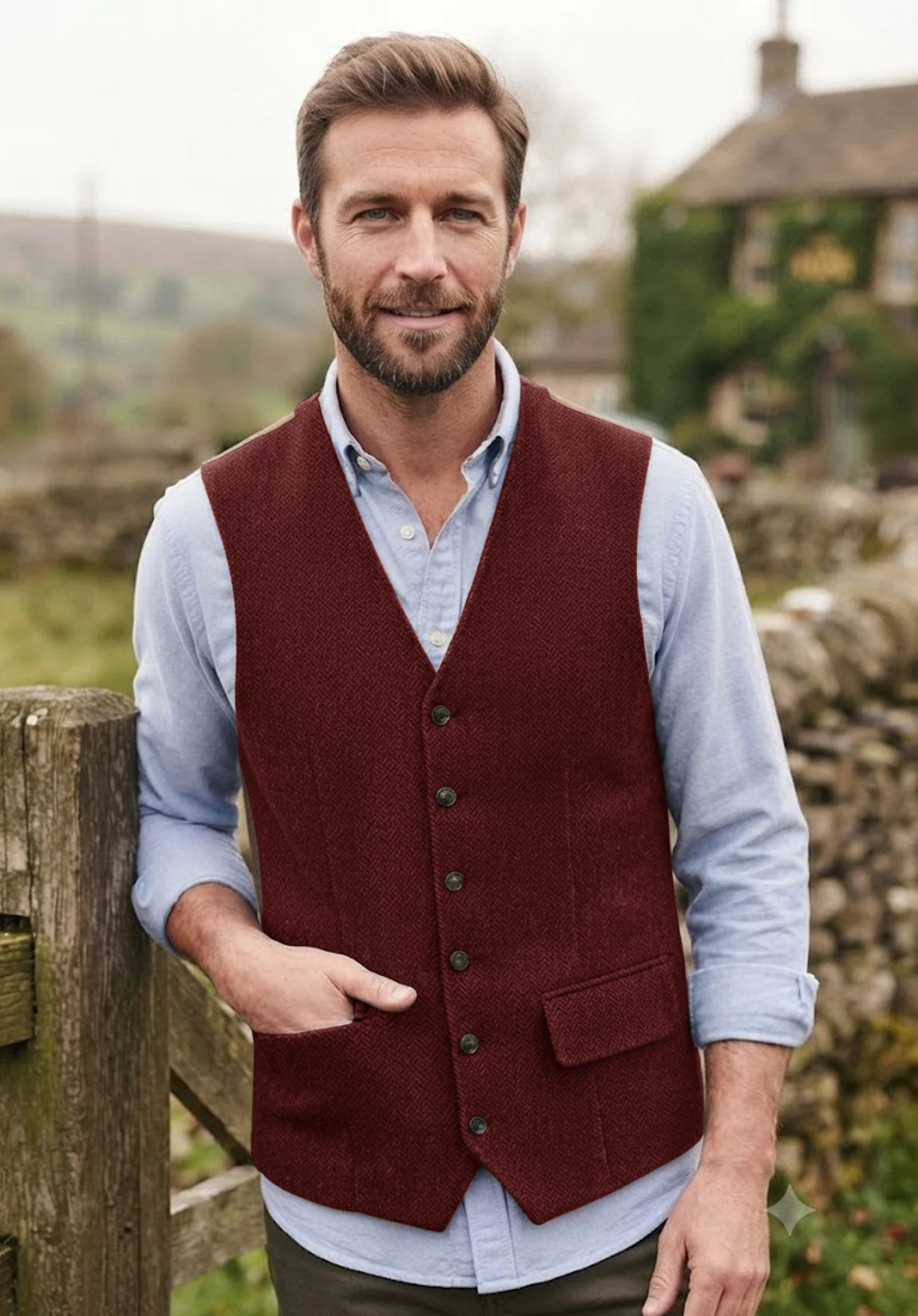 Men's burgundy vest