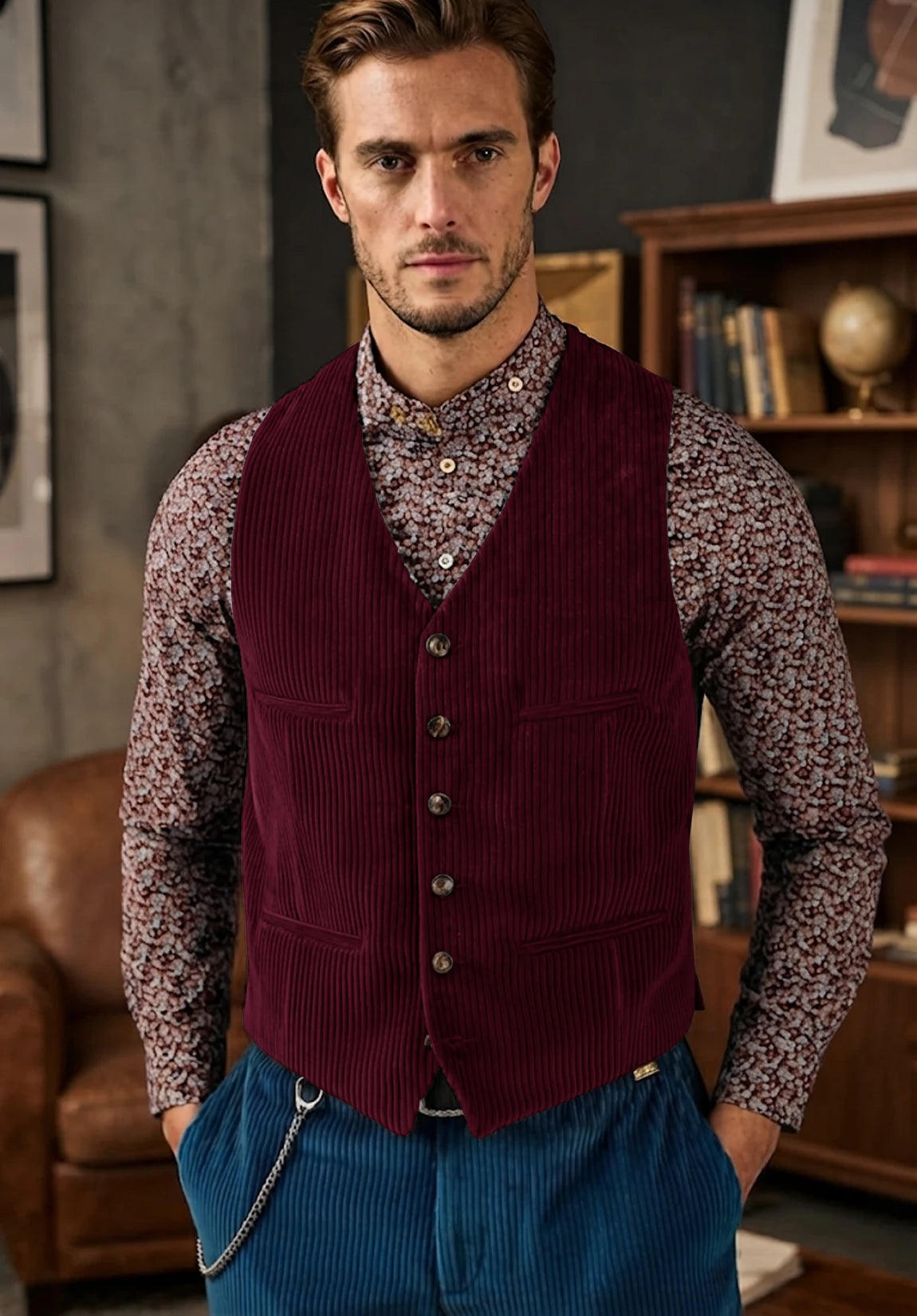 Men's burgundy vest