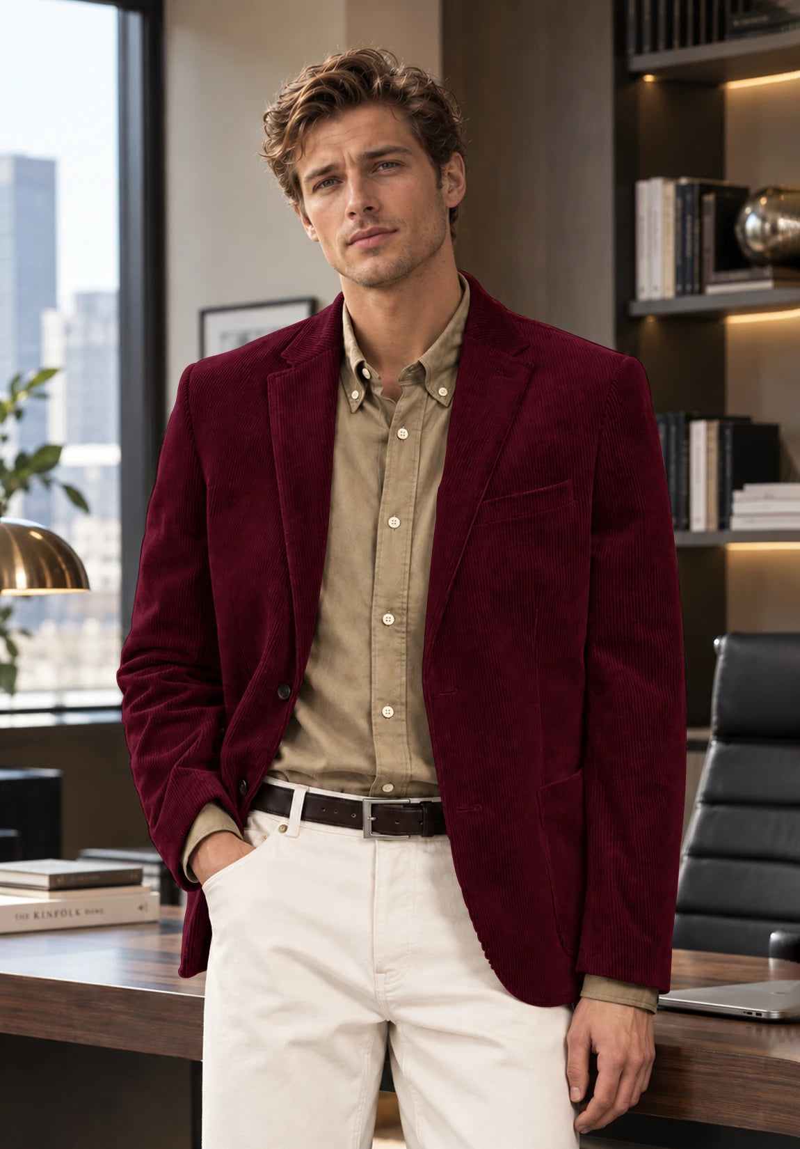 Men's burgundy corduroy jacket