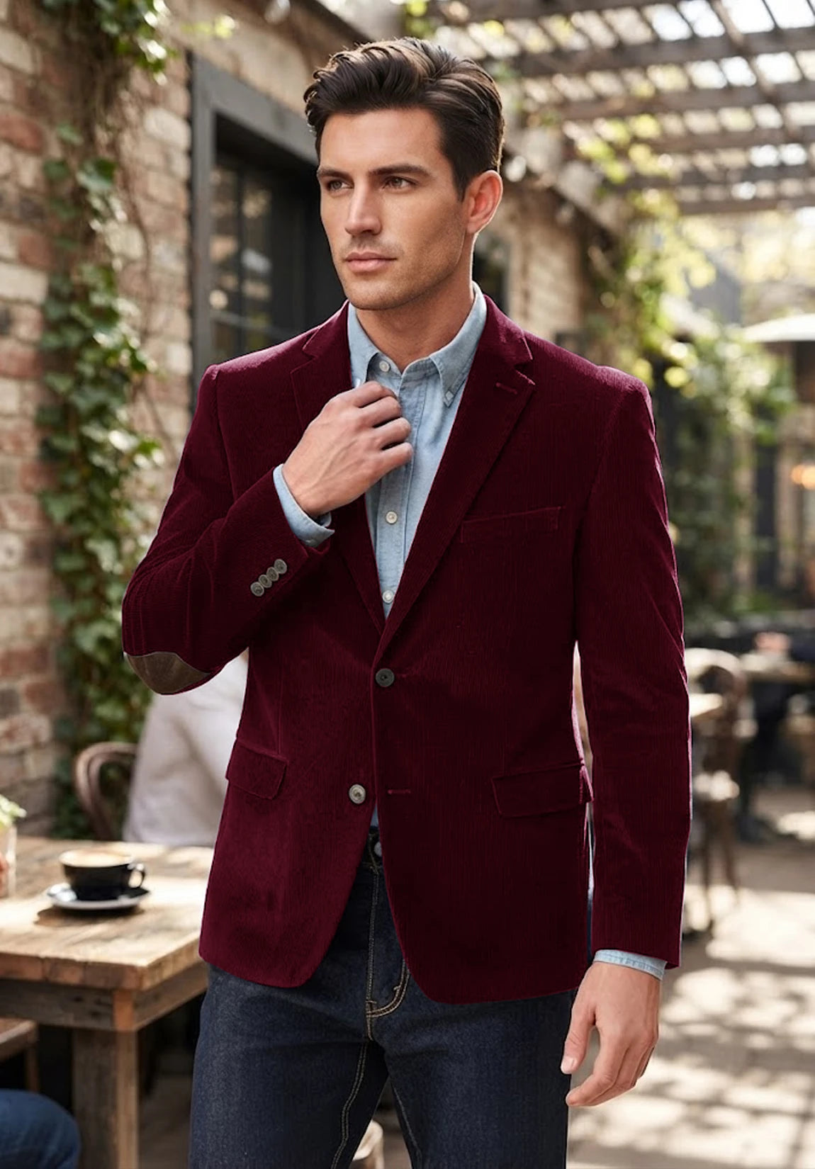 Men's burgundy corduroy jacket