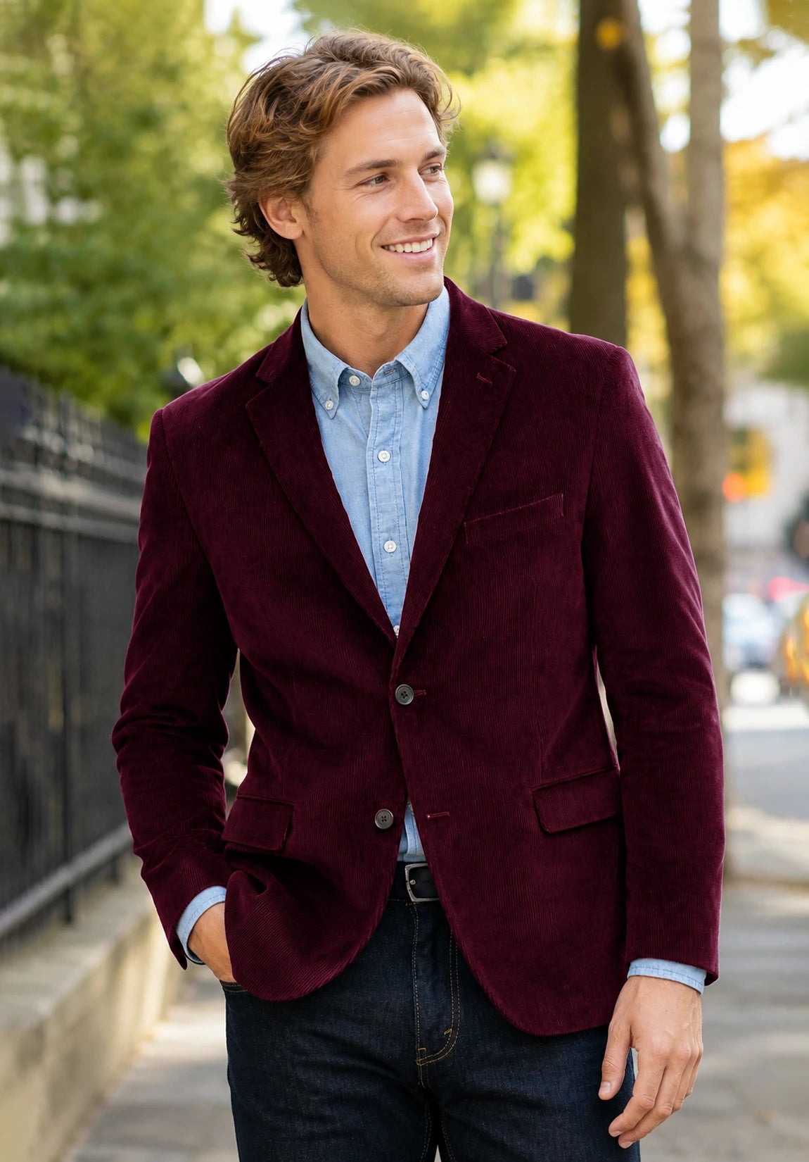 Men's burgundy corduroy jacket