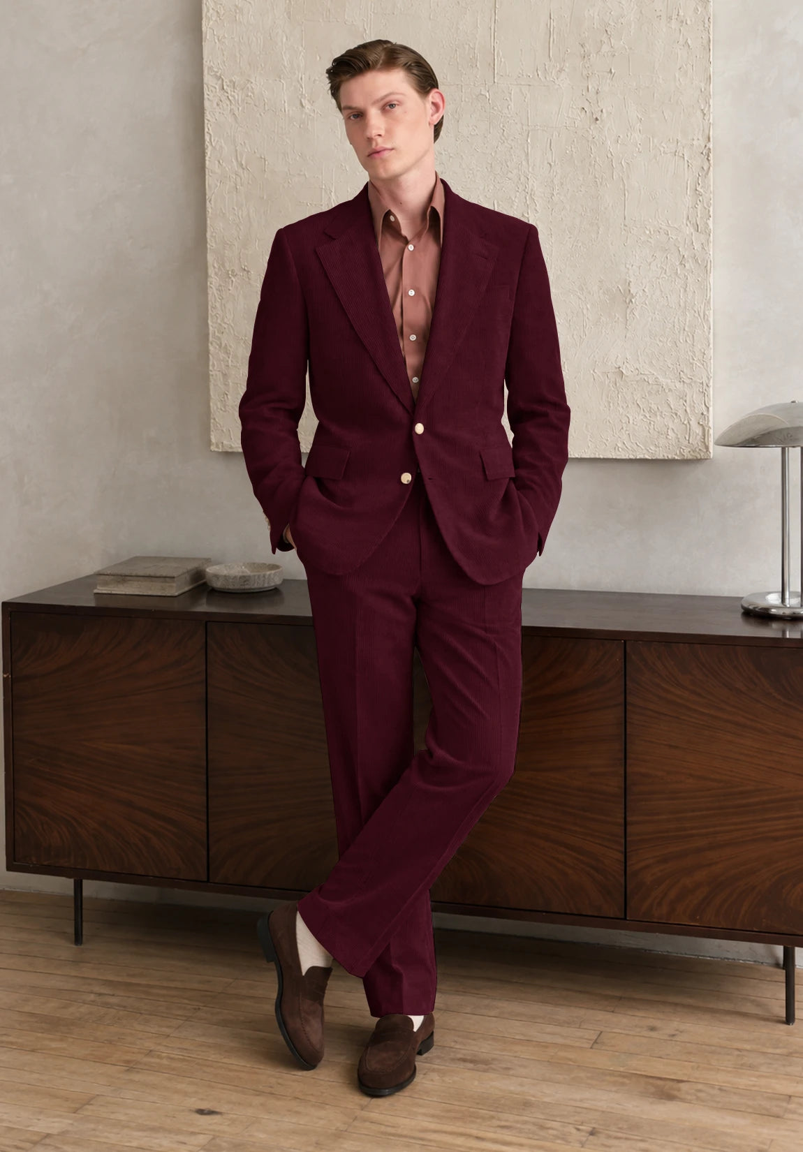 Men burgundy Suit