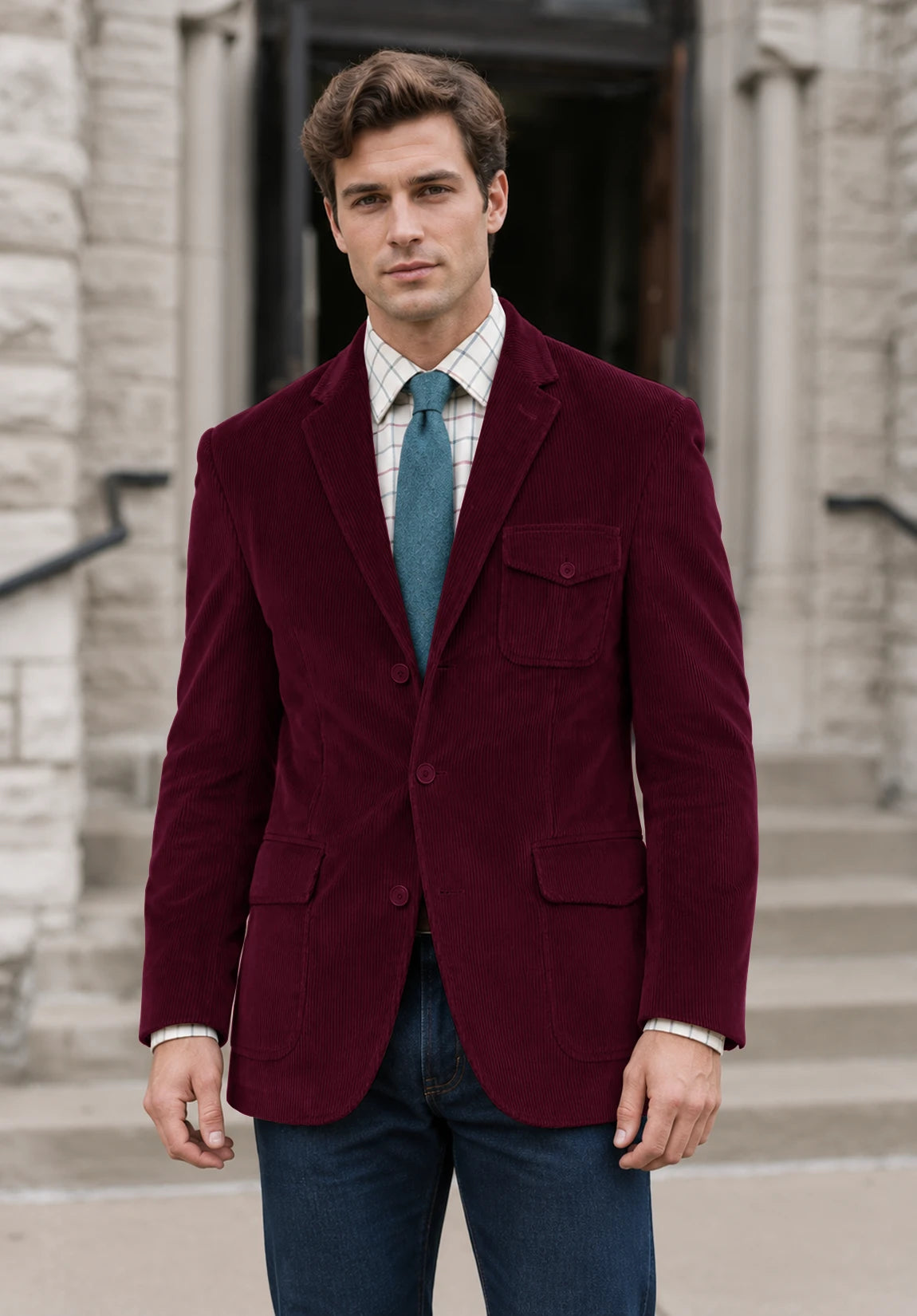 Men's Burgundy corduroy jacket