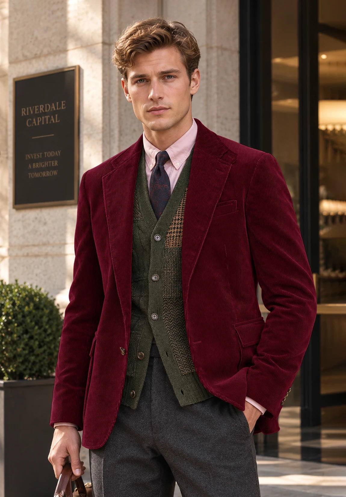 Men's burgundy corduroy jacket