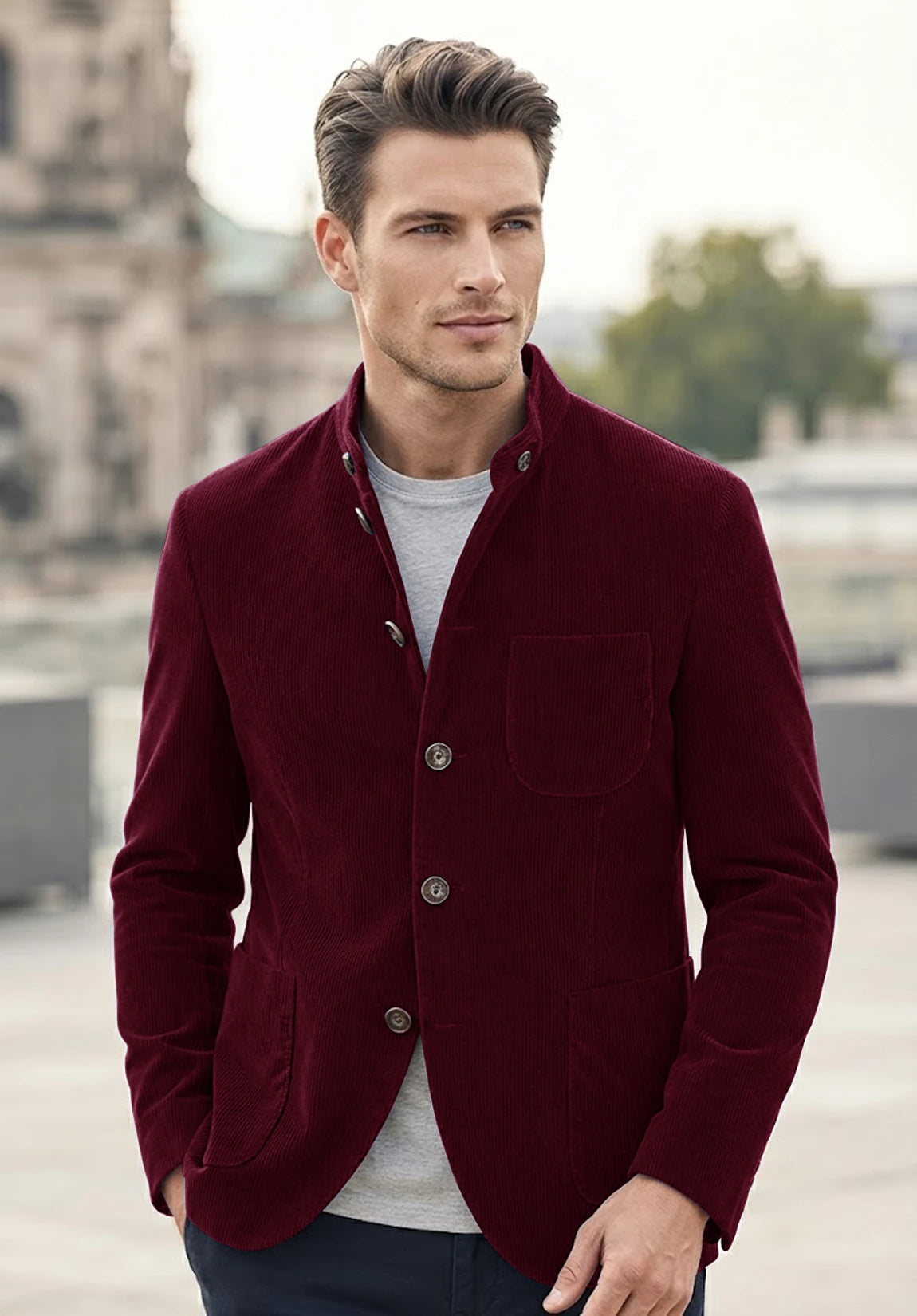 Men's burgundy corduroy jacket