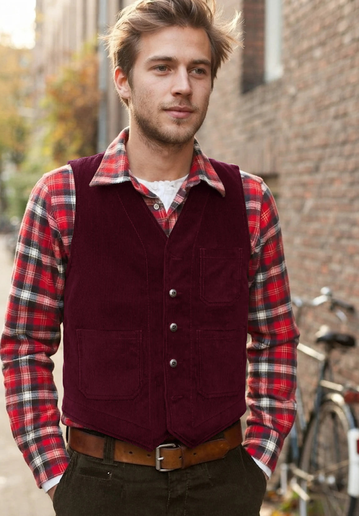 Men's burgundy vest
