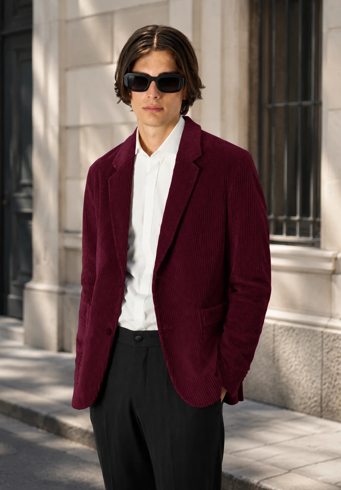 Men's burgundy corduroy jacket