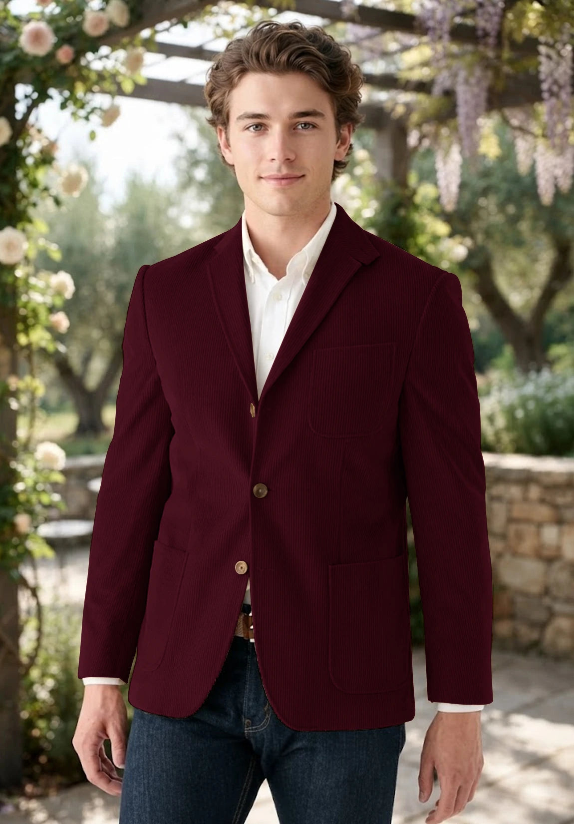 Men's burgundy corduroy jacket