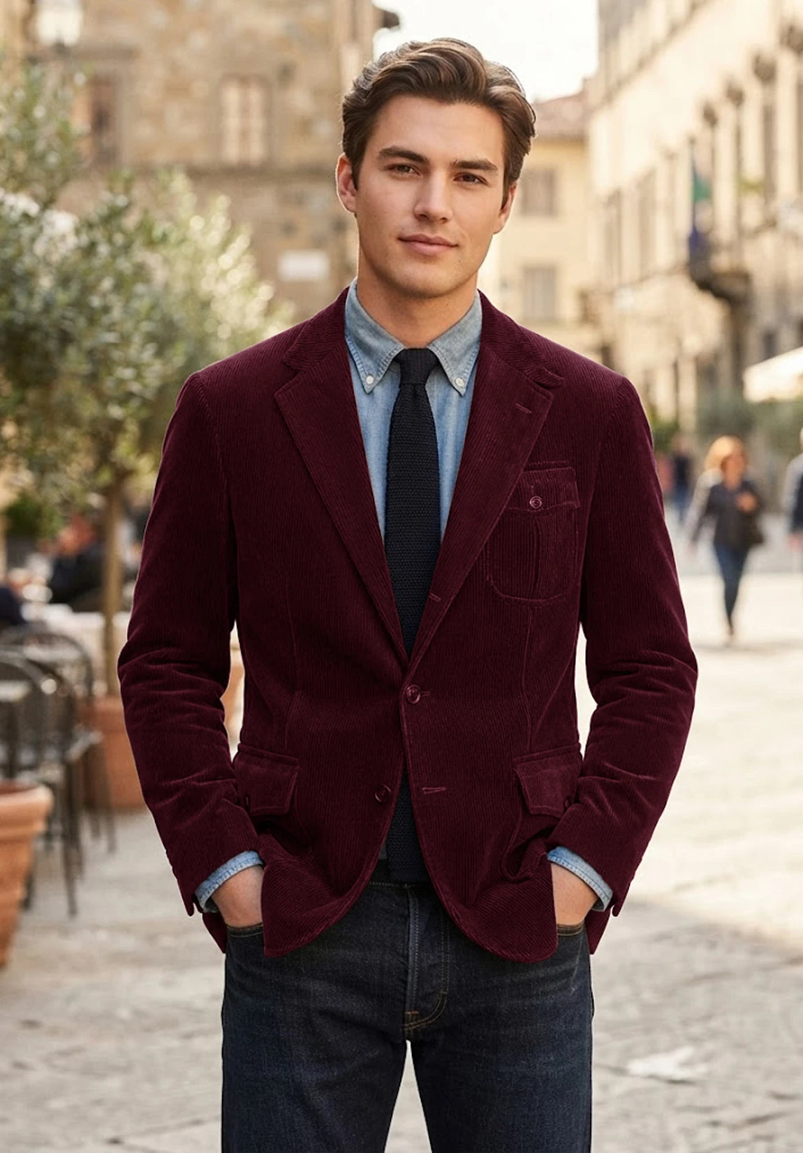 Men's burgundy corduroy jacket