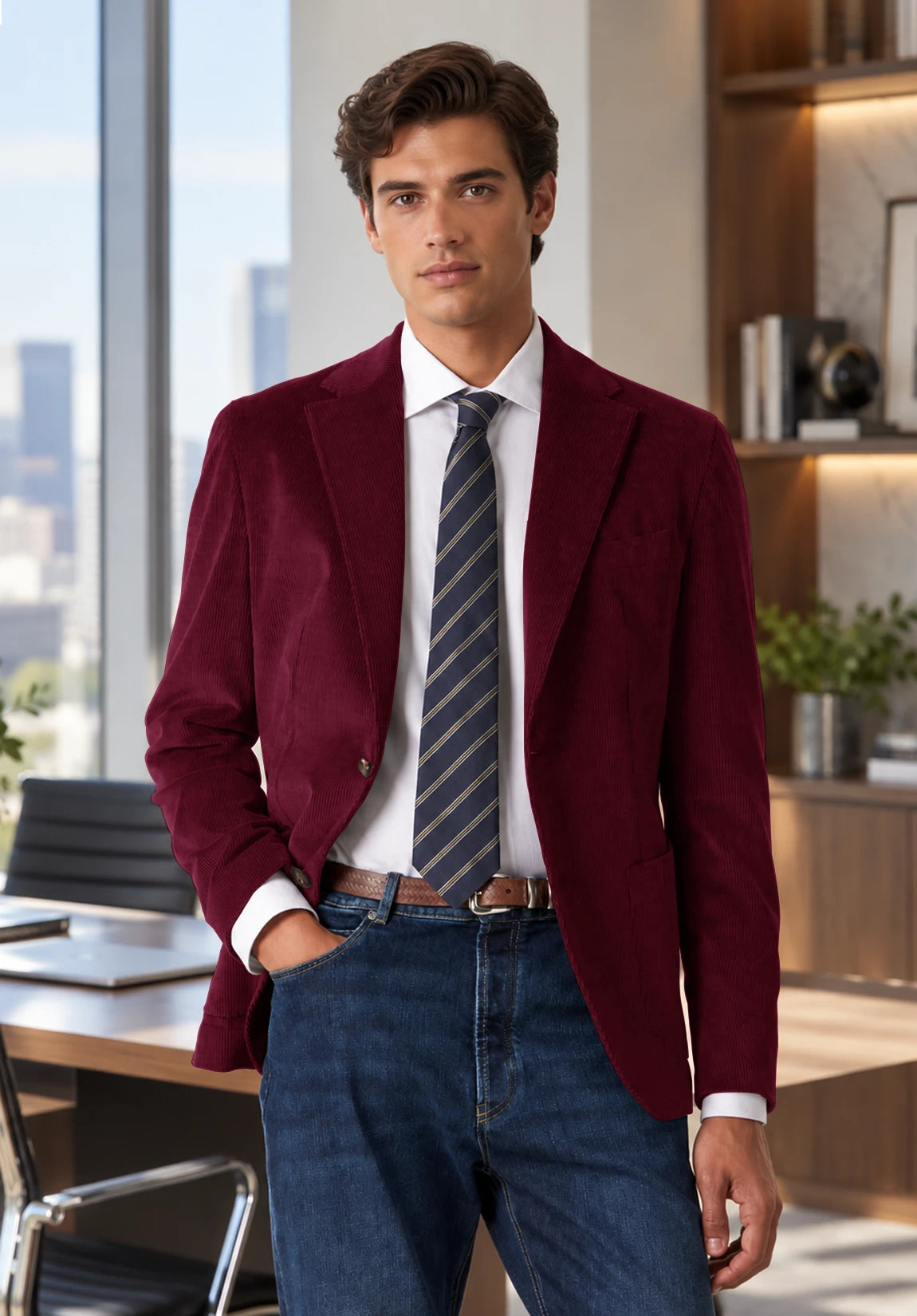 Men's burgundy corduroy jacket