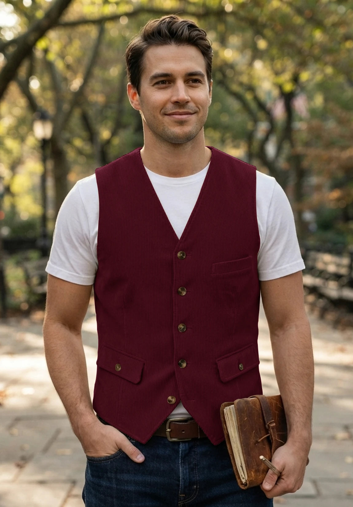 Men's burgundy vest