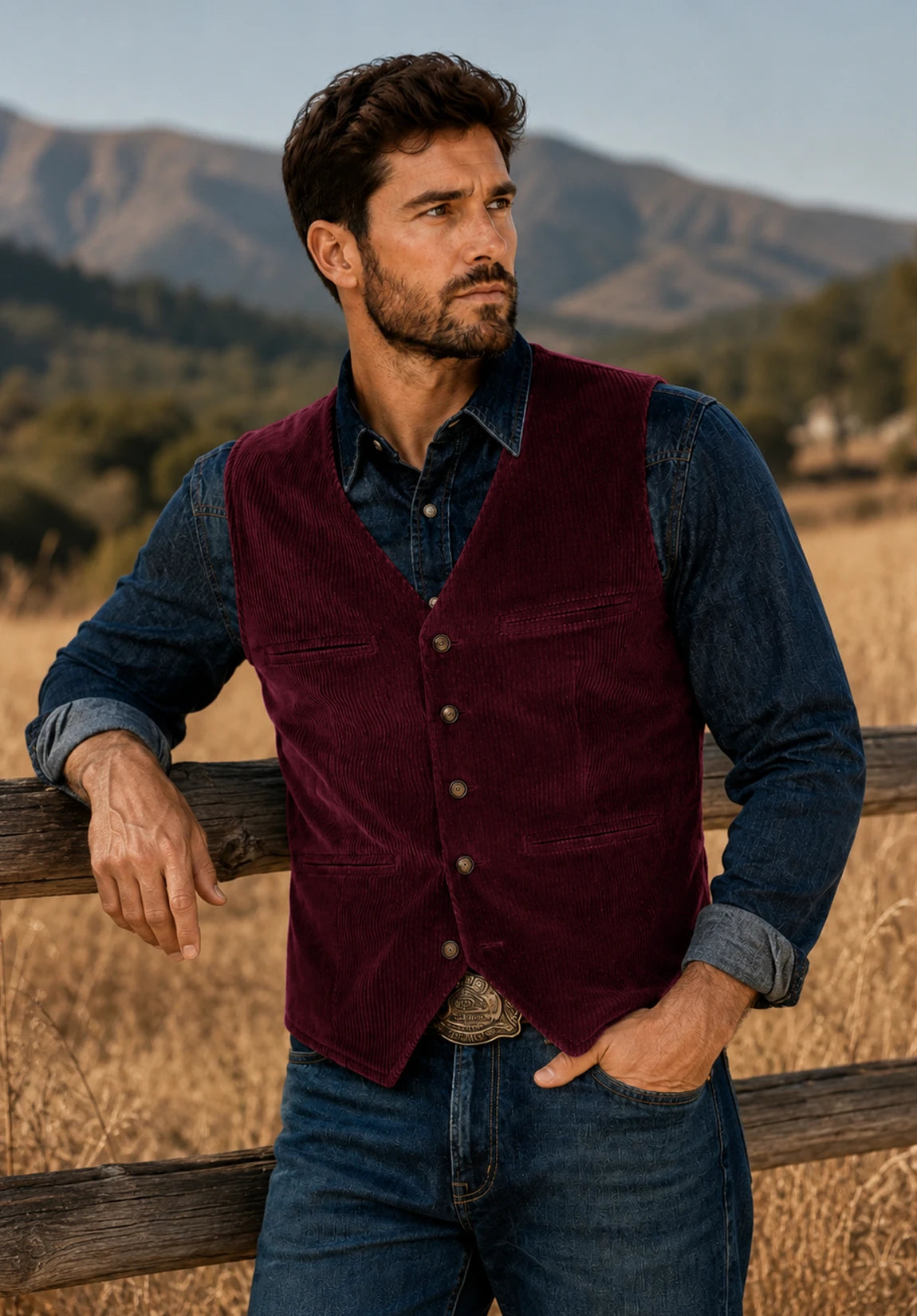 Men's burgundy vest