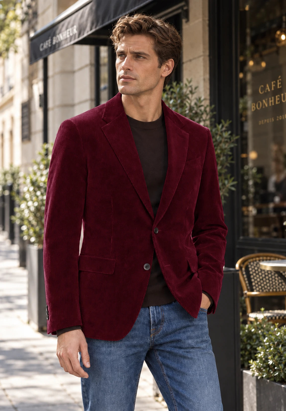 Men's burgundy corduroy jacket