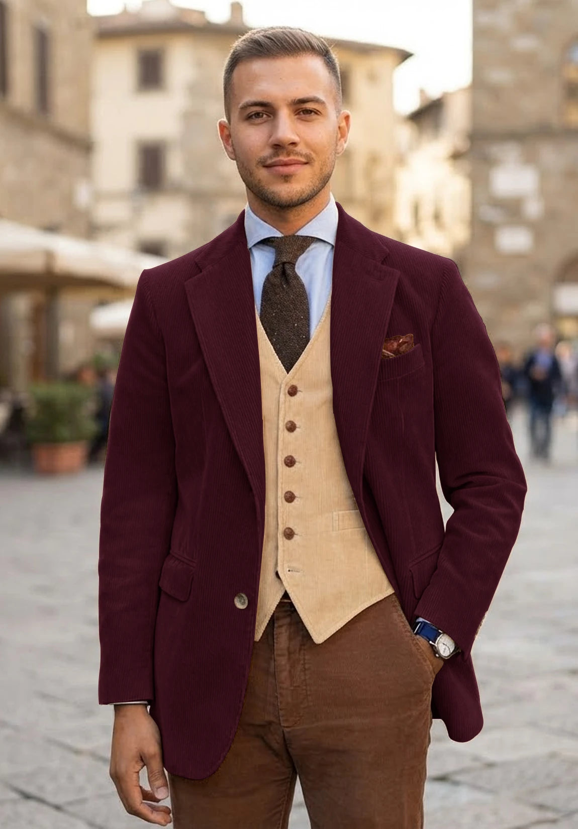 Men's burgundy corduroy jacket
