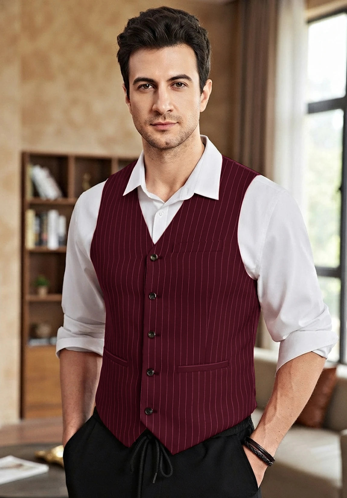 Men's burgundy vest