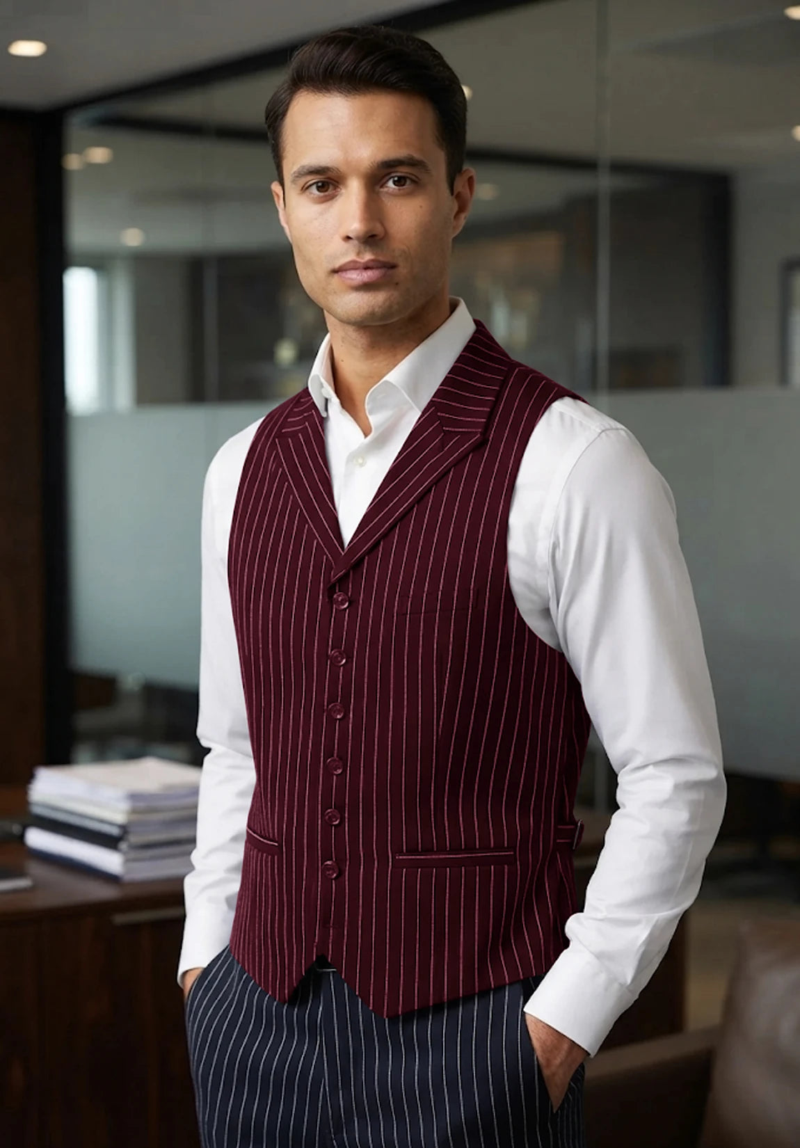 Men's burgundy vest