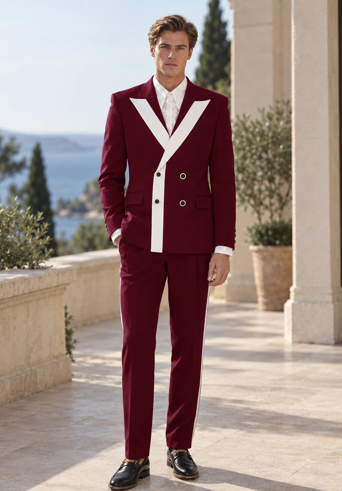 Men burgundy Suit