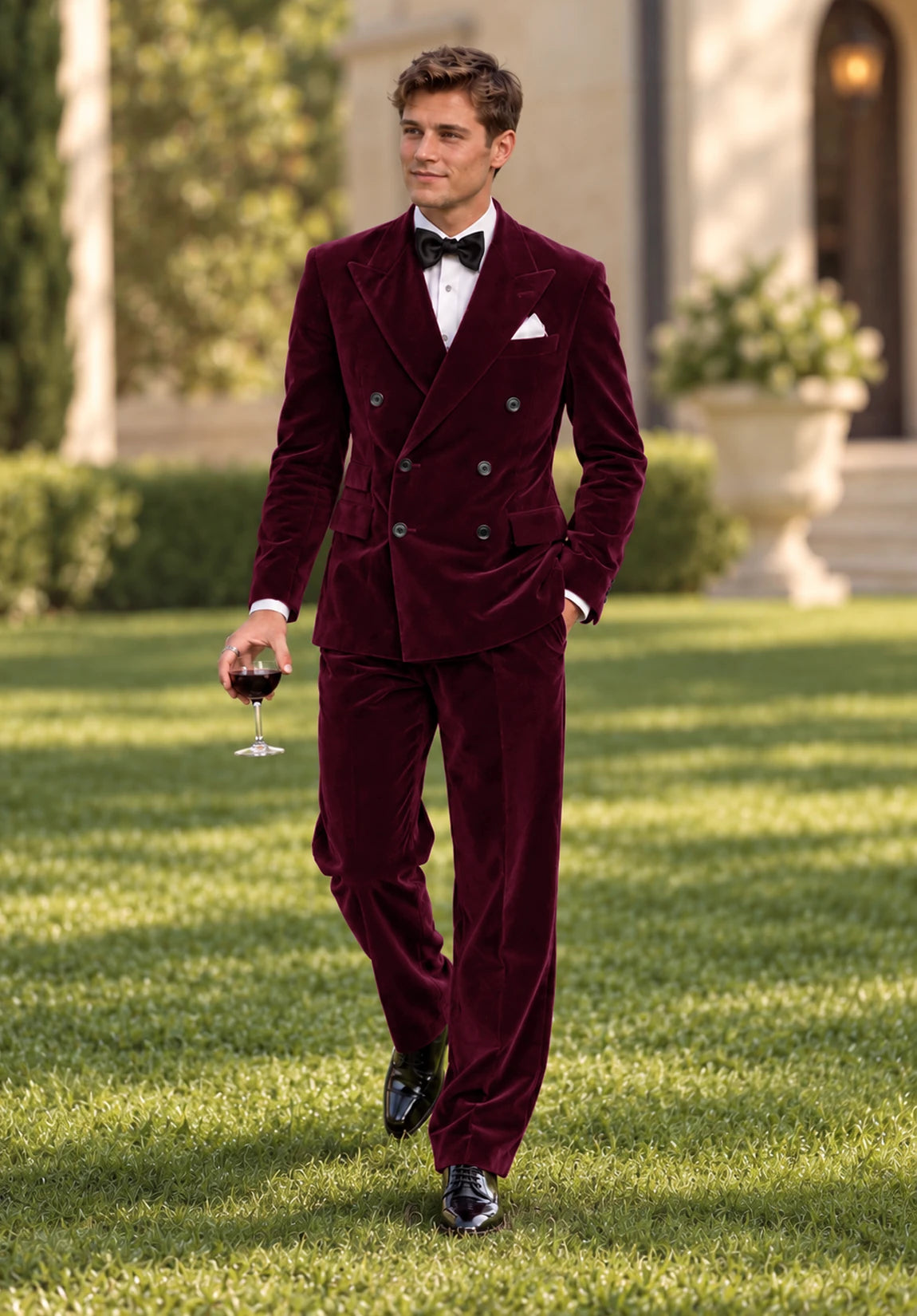 Men burgundy Suit