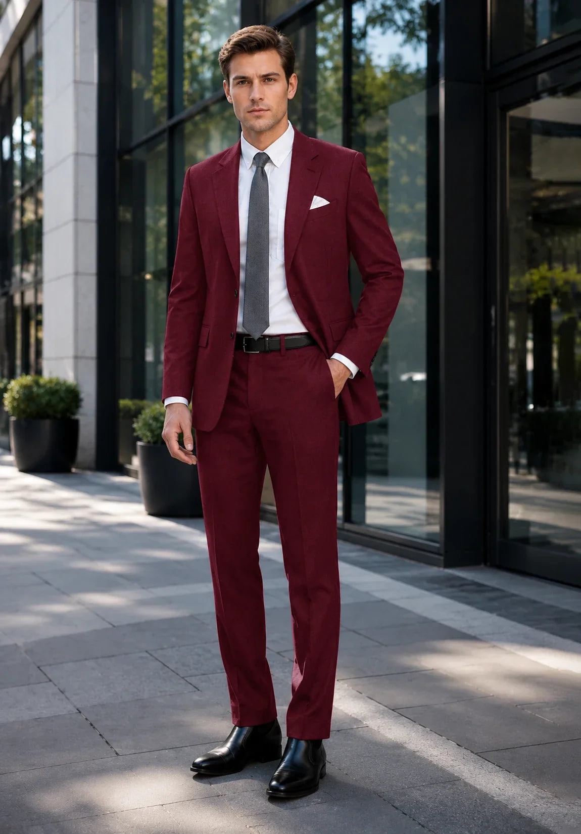 Men burgundy Suit