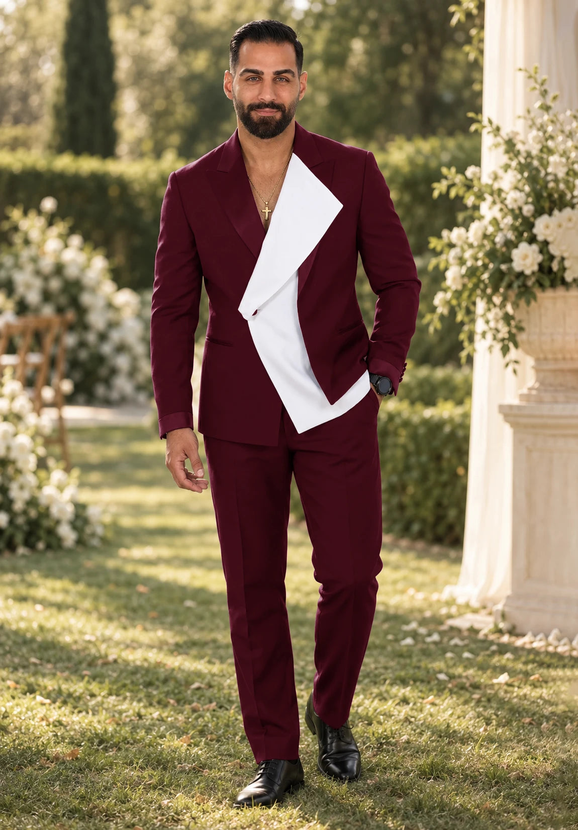 Men burgundy Suit