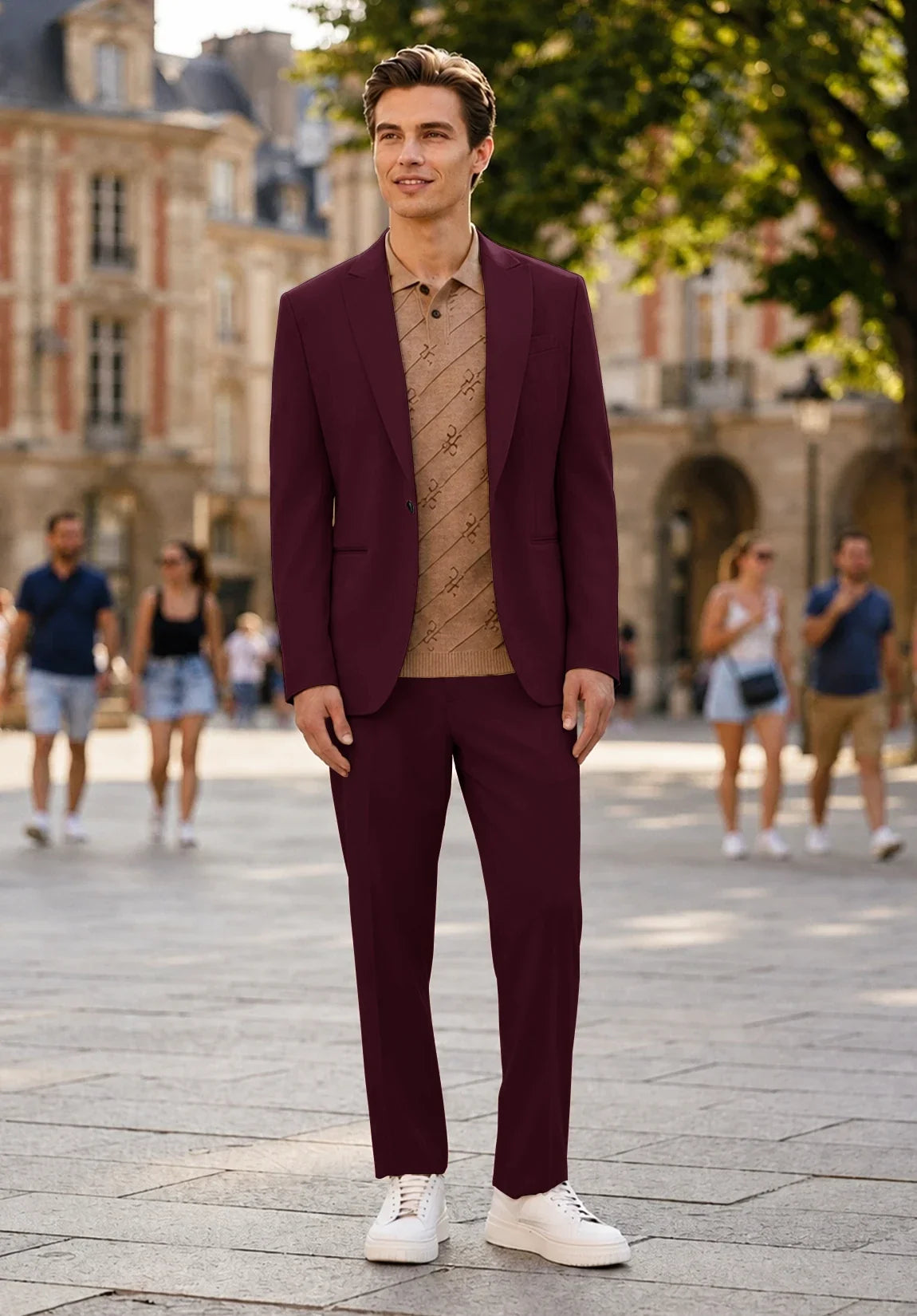 Men burgundy Suit