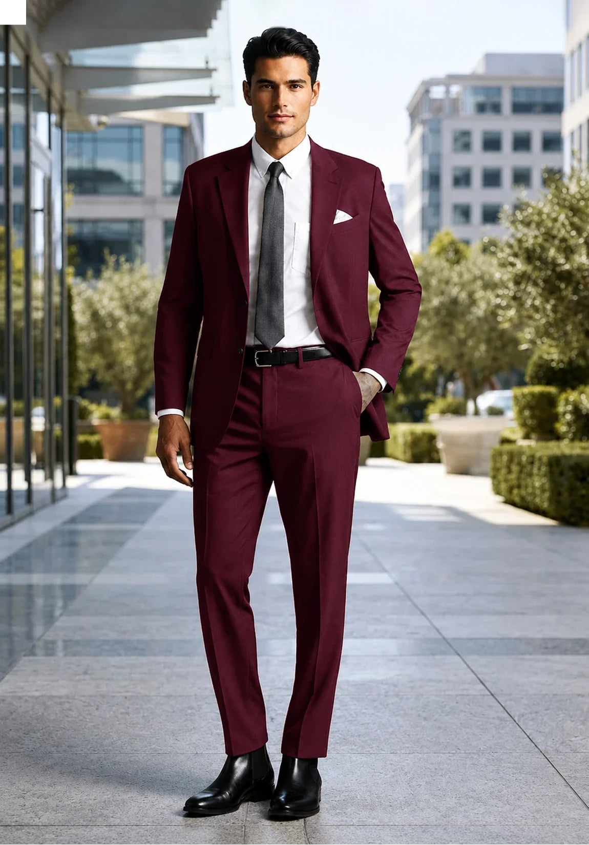 Men's Classic Fit Premium Fabric 2 Piece Suit for Business