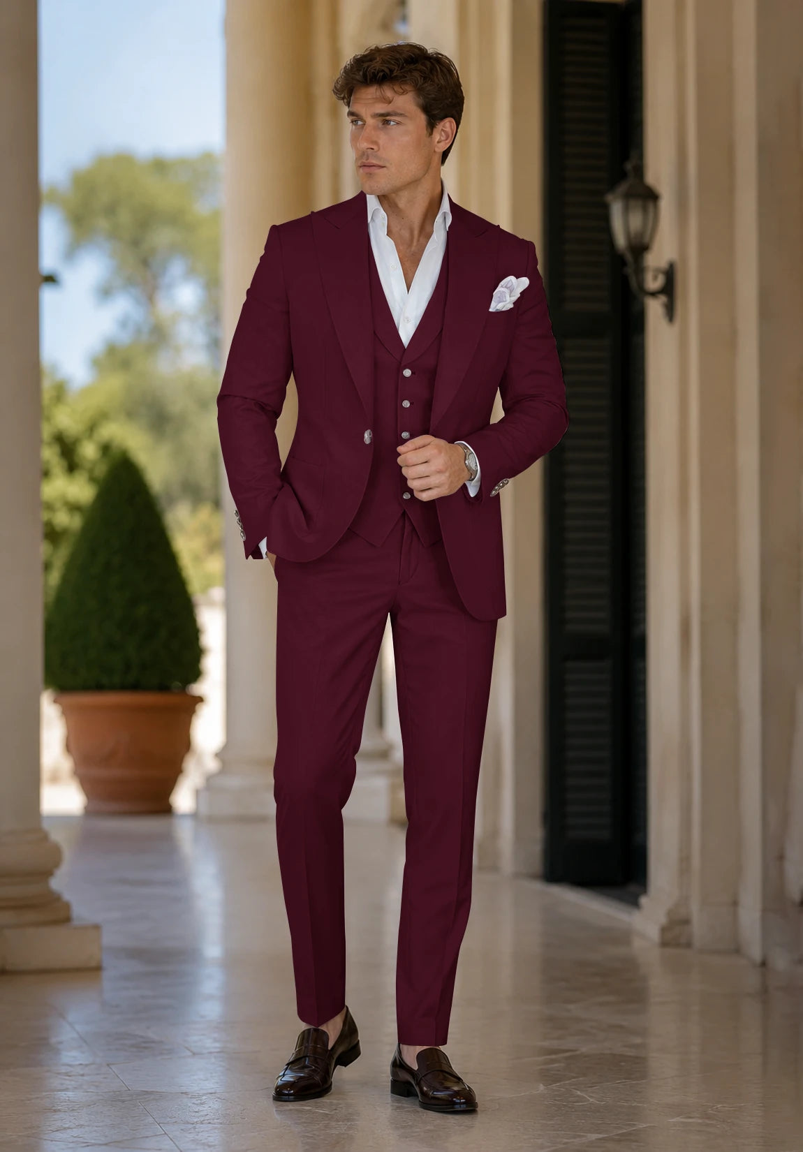 Men's burgundy Suit