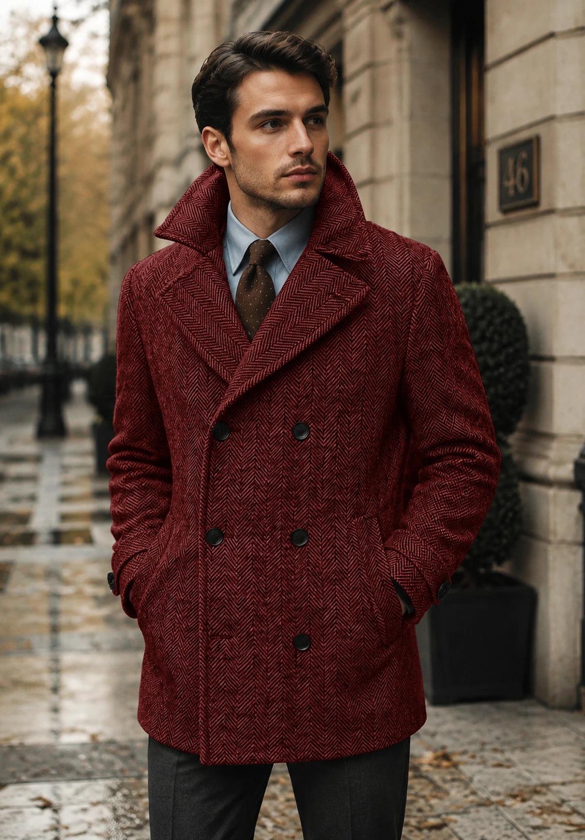 Men's burgundy herringbone jacket
