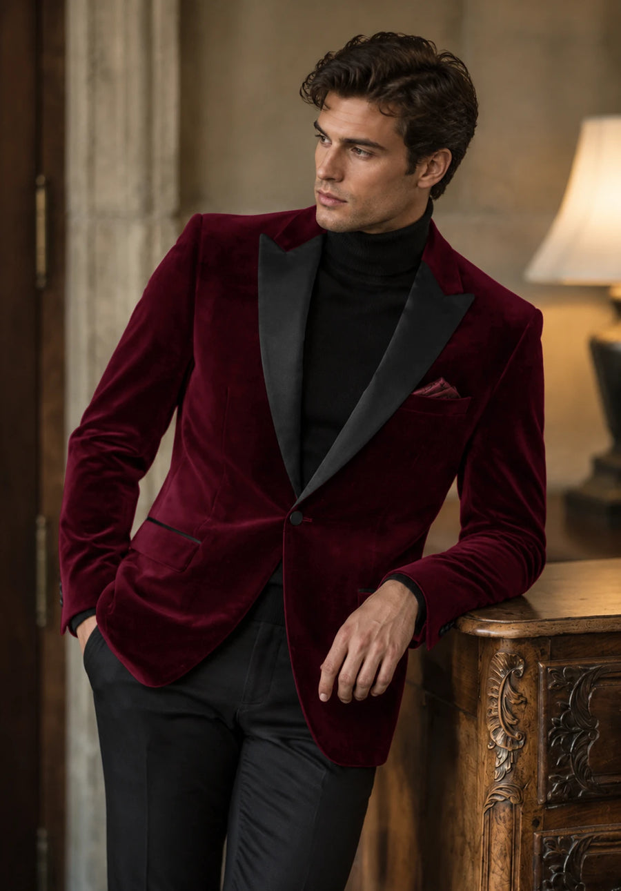 Men's Burgundy velvet jacket