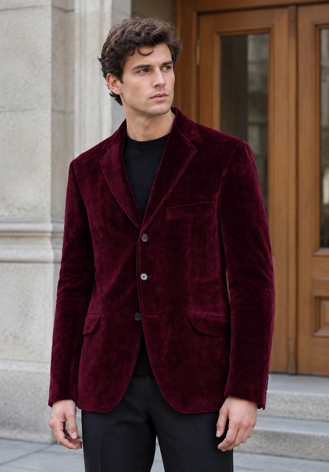Men's Burgundy velvet jacket
