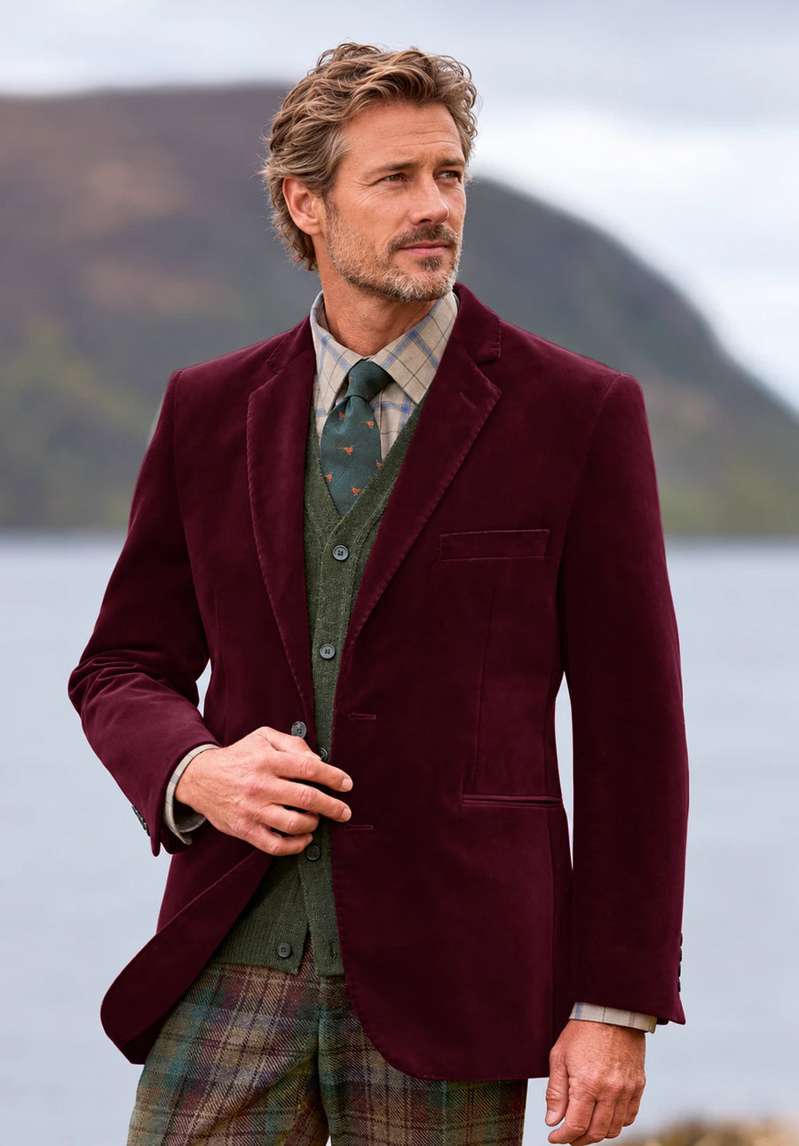 Men's Burgundy velvet jacket