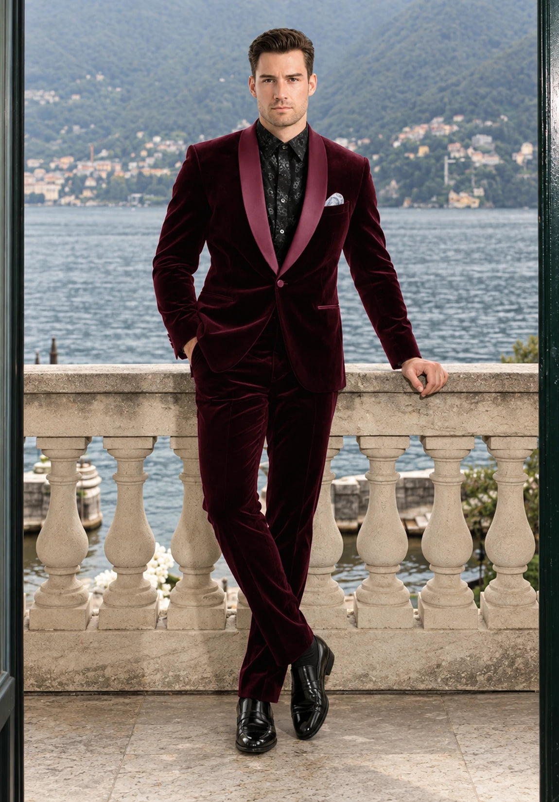 Men burgundy Suit