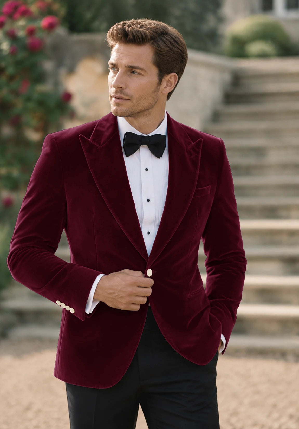 Men's Burgundy velvet jacket