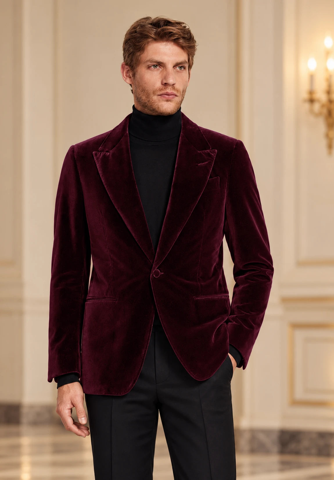 Men's Burgundy velvet jacket