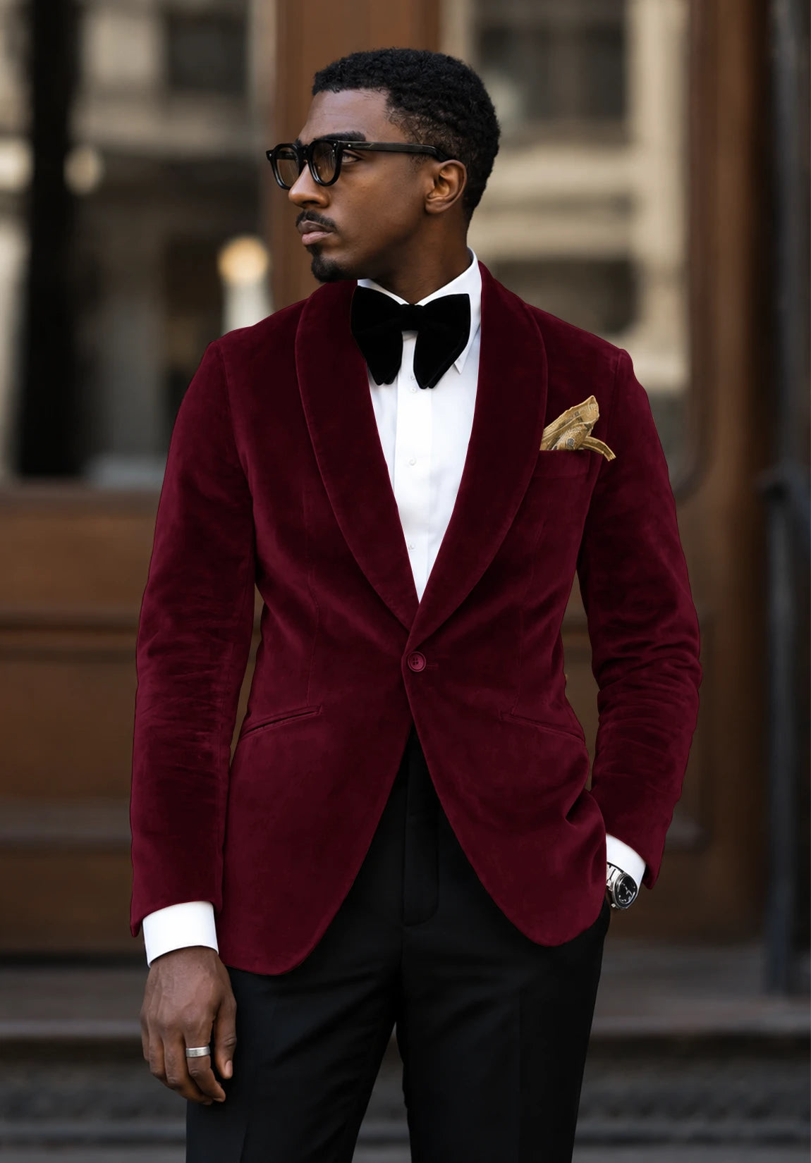 Men's Burgundy velvet jacket