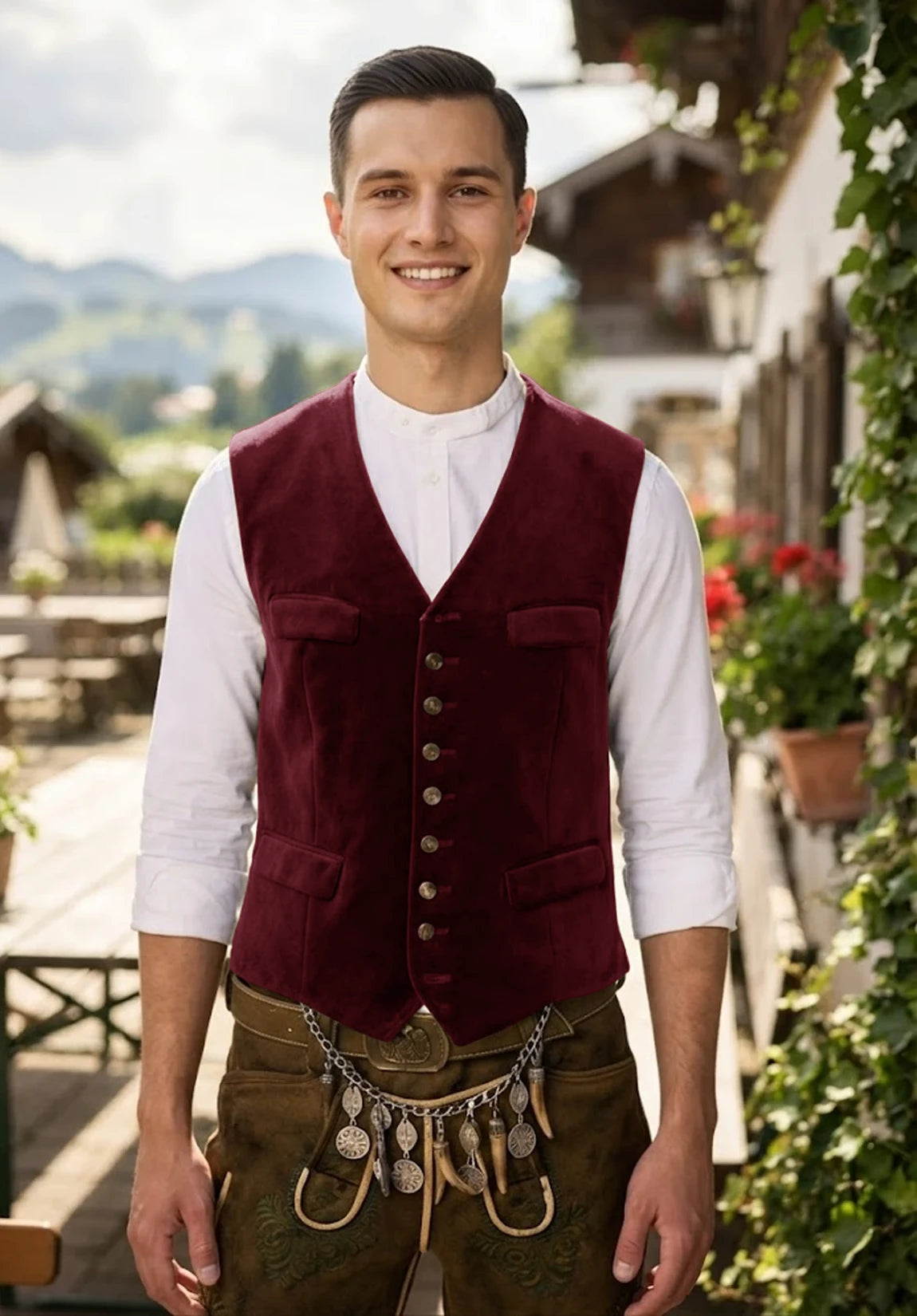 Men's burgundy vest