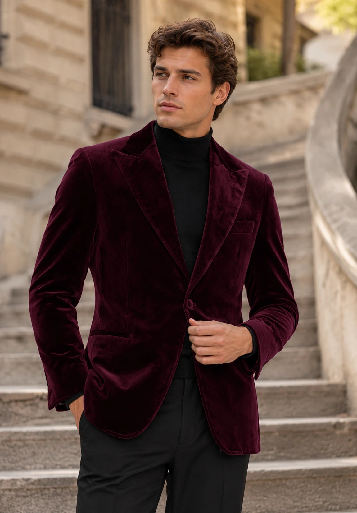 Men's Burgundy velvet jacket