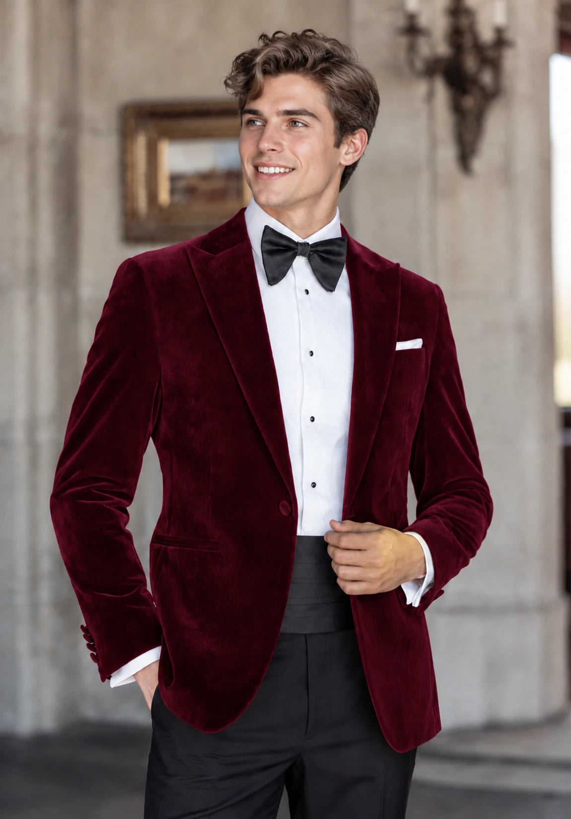 Men's Burgundy velvet jacket