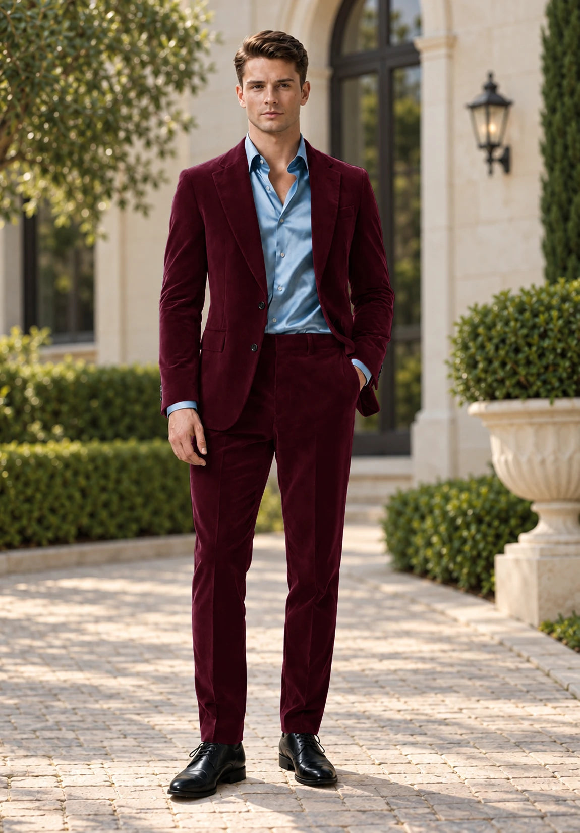 Men burgundy Suit