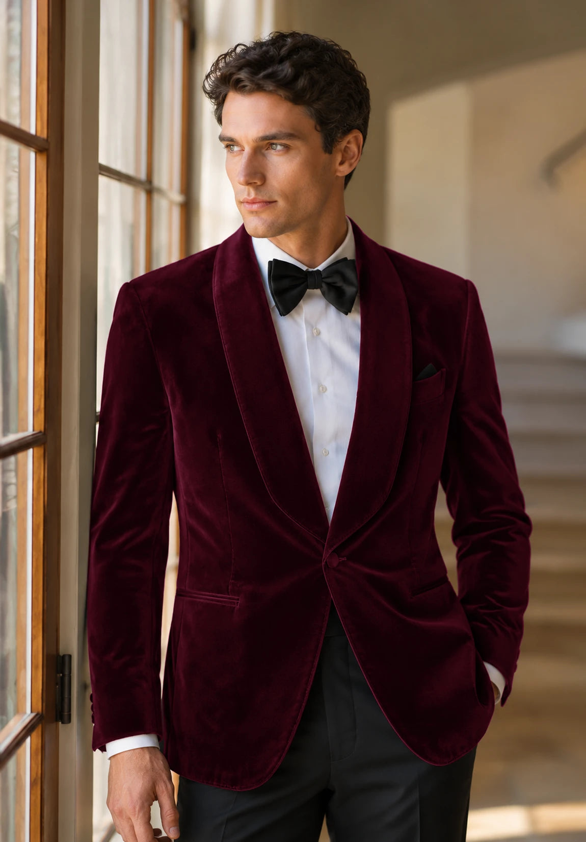 Men's Burgundy velvet jacket