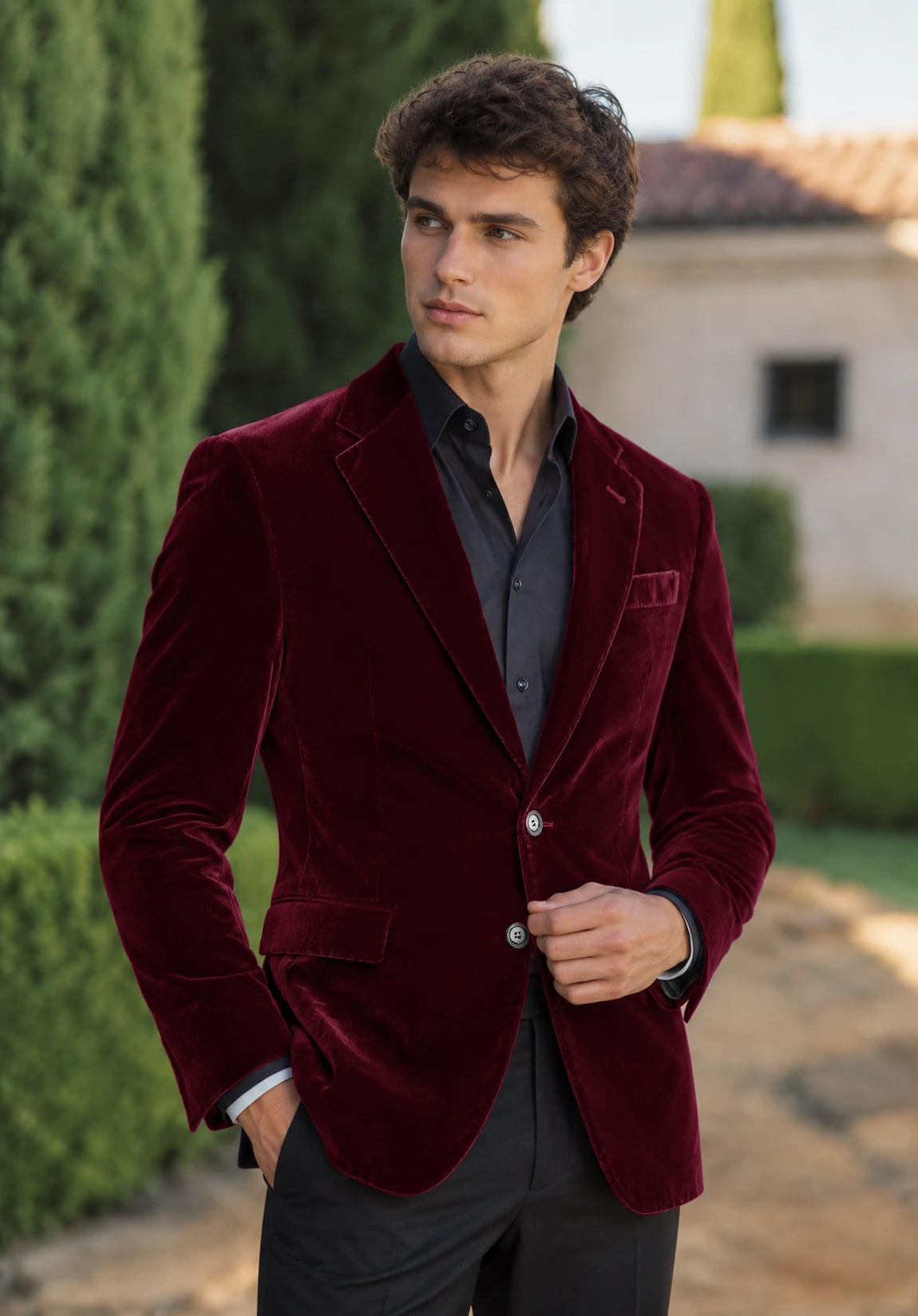 Men's Burgundy velvet jacket