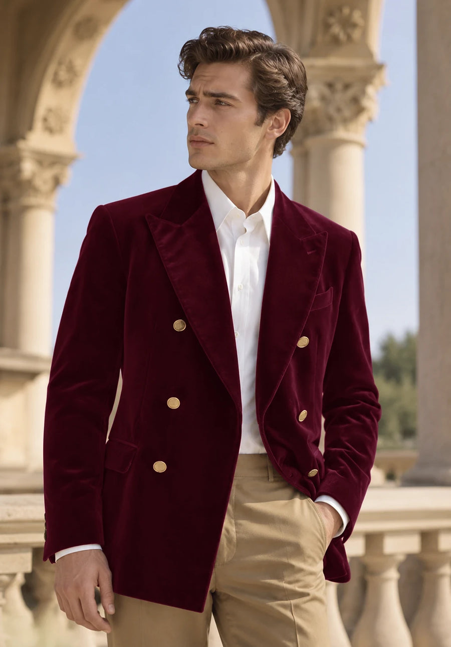 Men's Burgundy velvet jacket