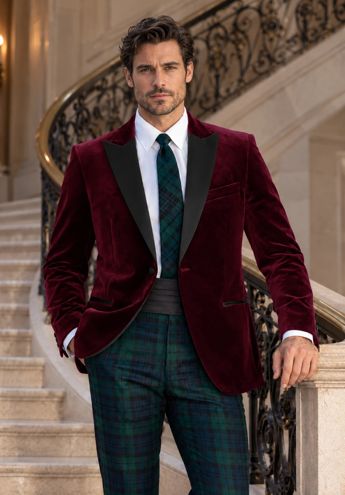 Men's Burgundy velvet jacket