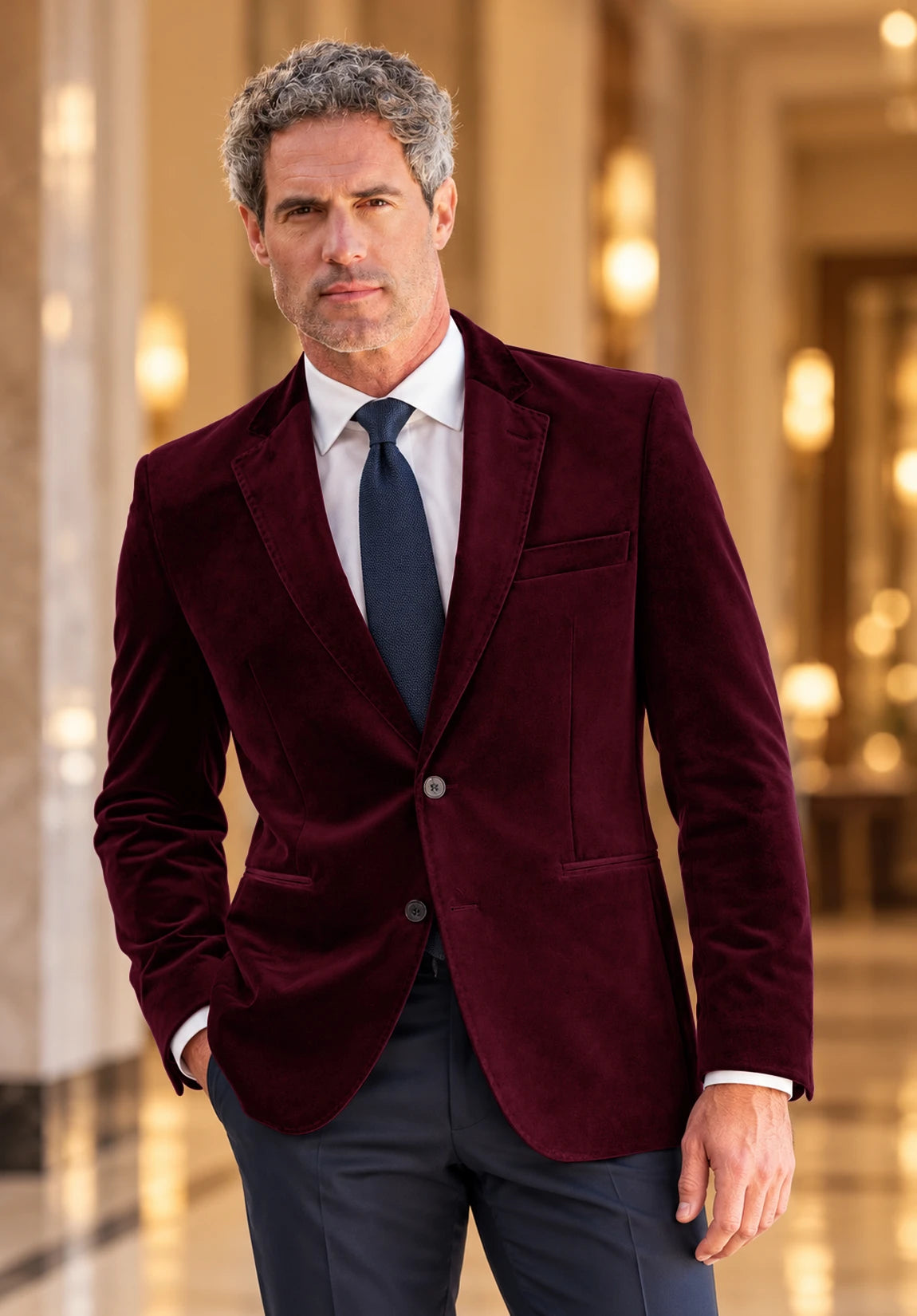 Men's Burgundy velvet jacket