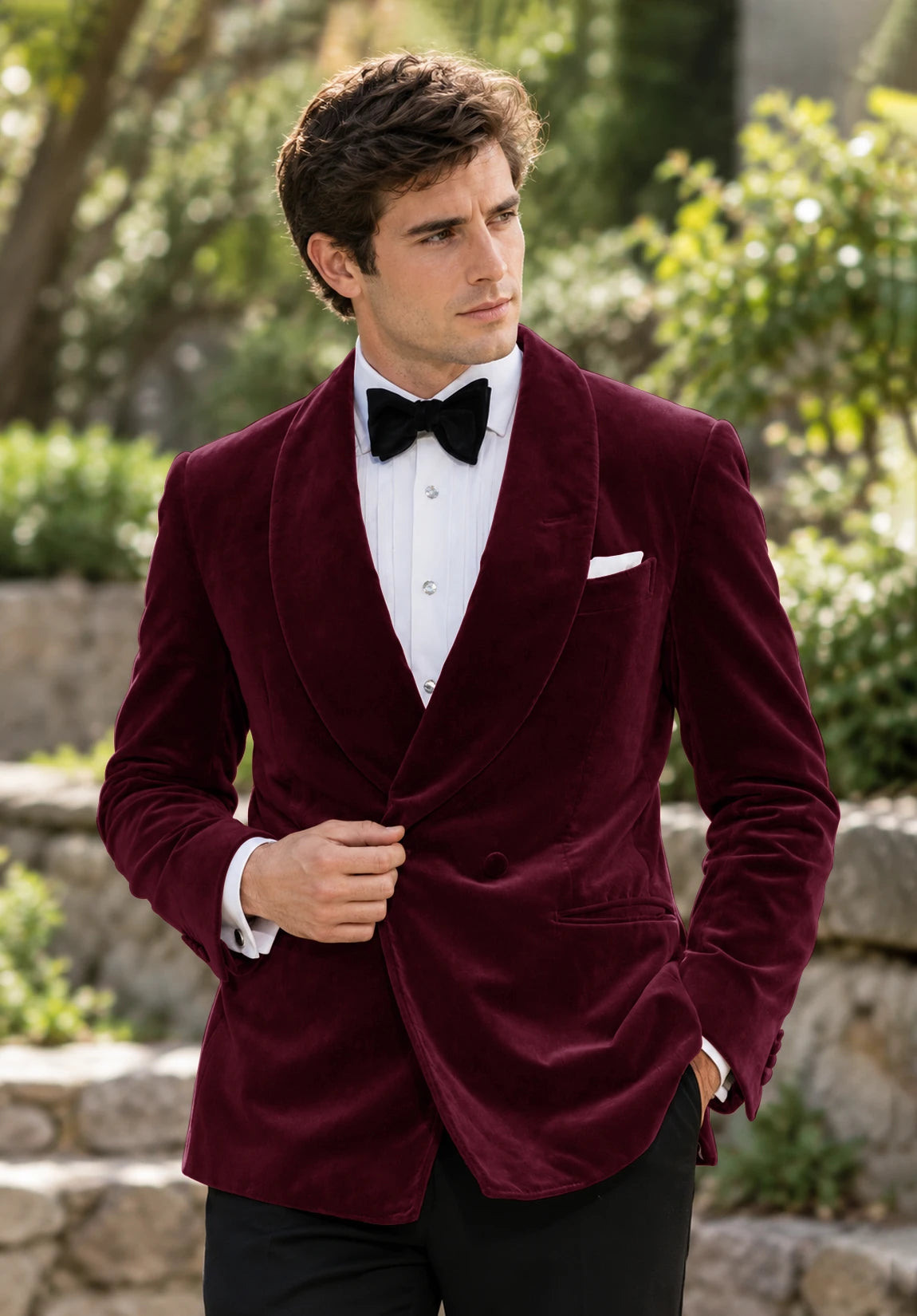 Men's Burgundy velvet jacket