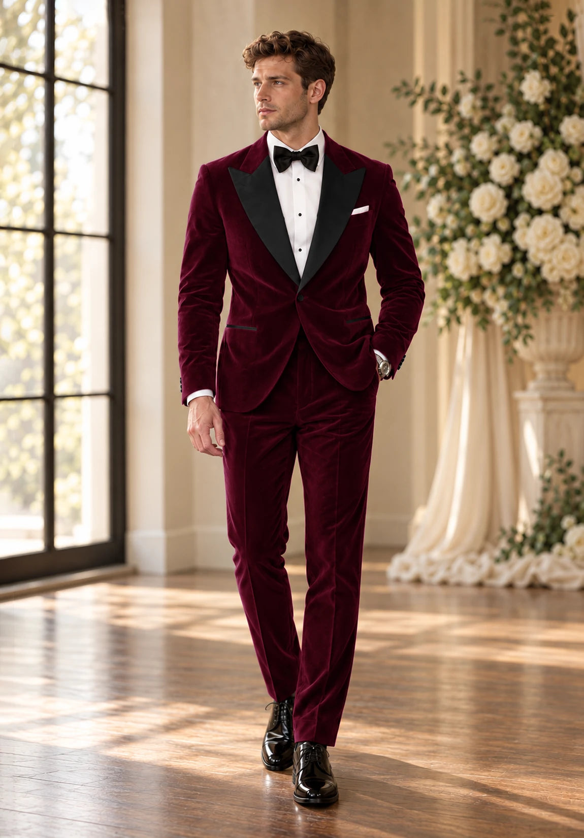 Men burgundy Suit