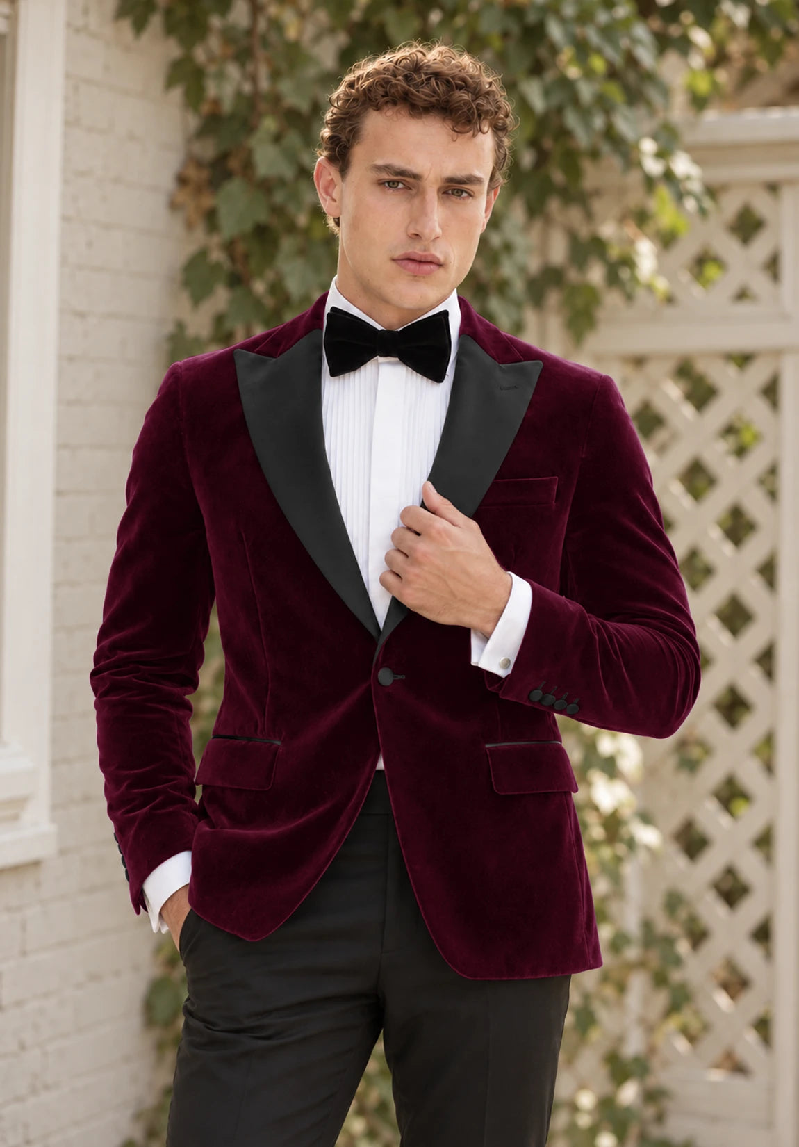 Men's Burgundy velvet jacket