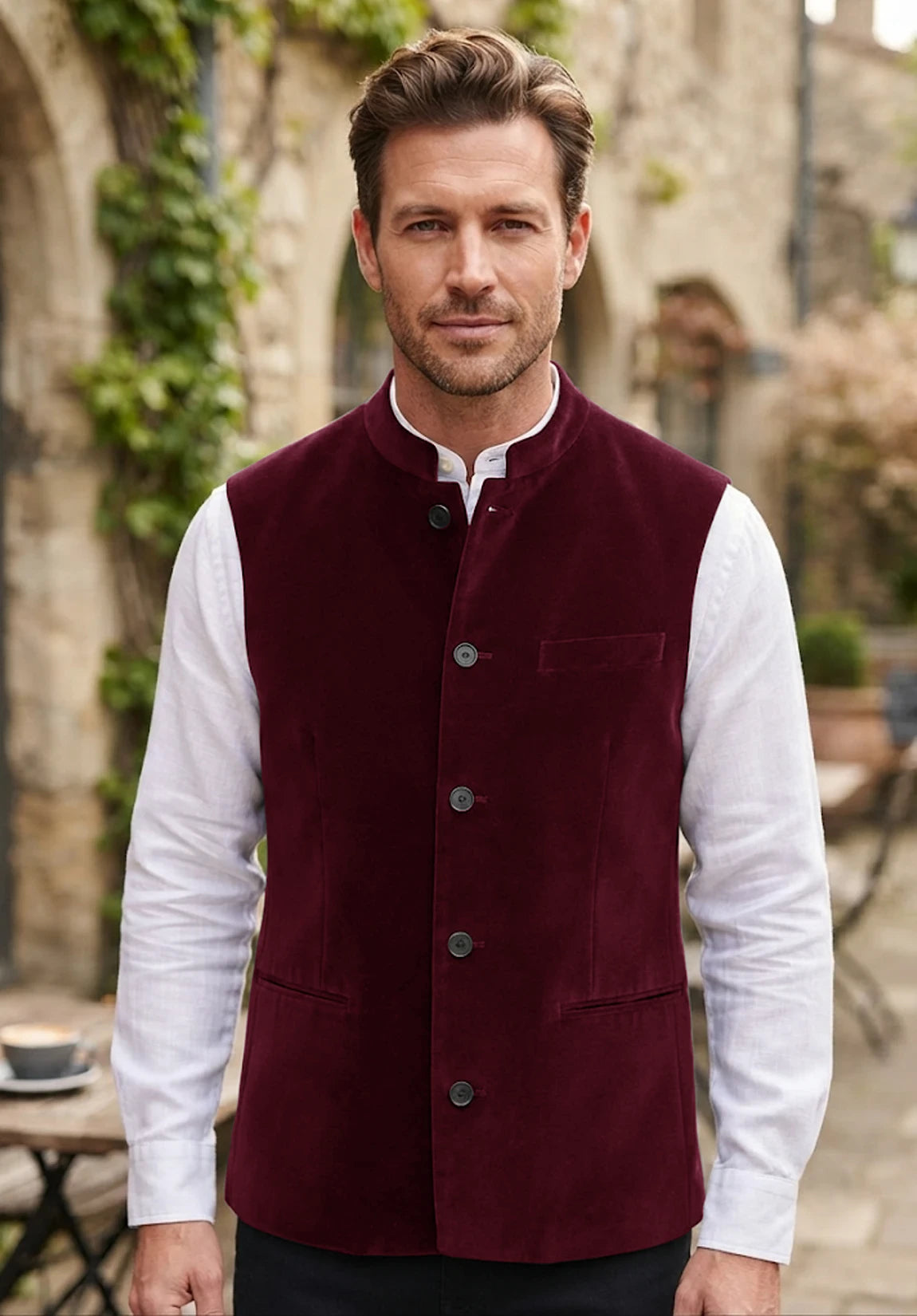 Men's burgundy vest