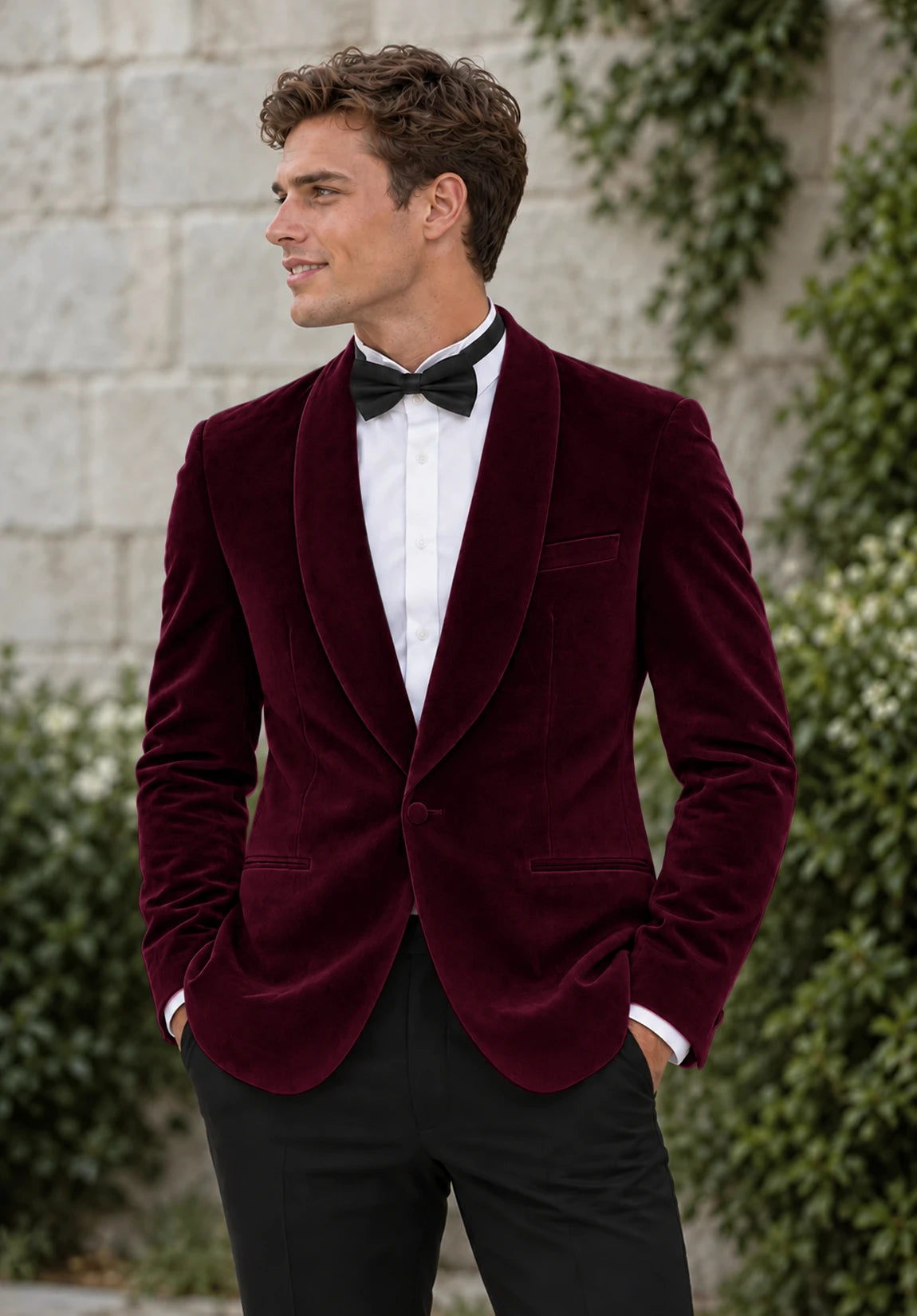 Men's Burgundy velvet jacket