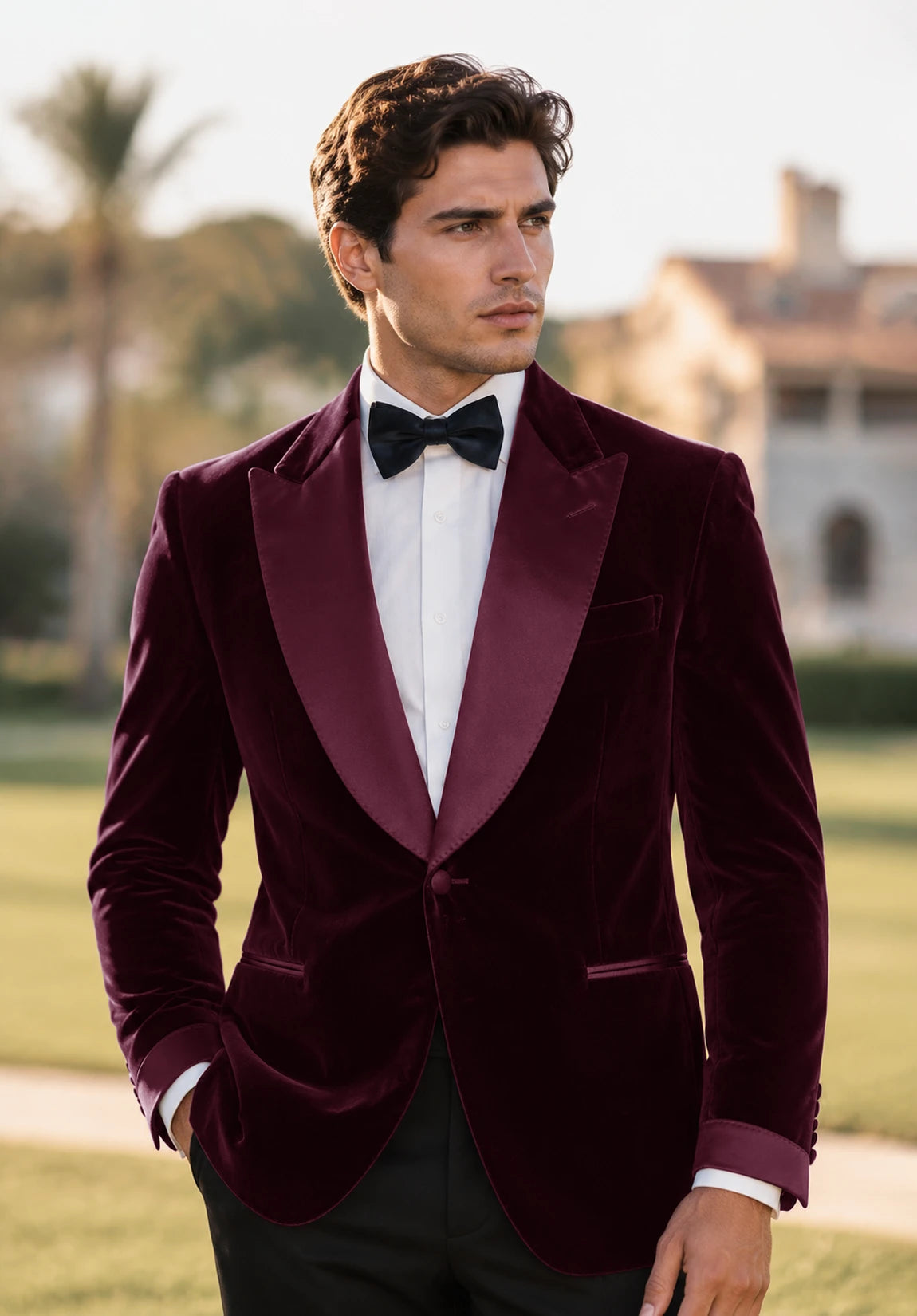 Men's Burgundy velvet jacket